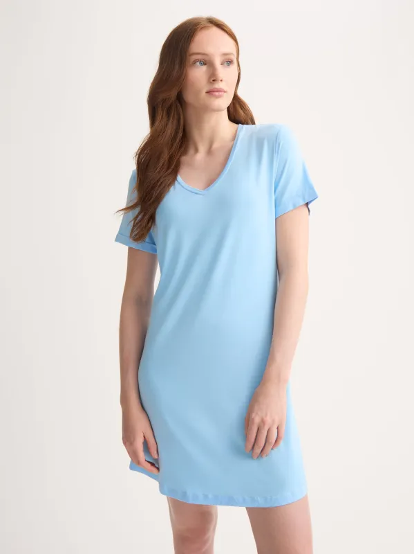Women's V-Neck Sleep T-Shirt Lara Micro Modal Stretch Sky Blue sold by Derek Rose