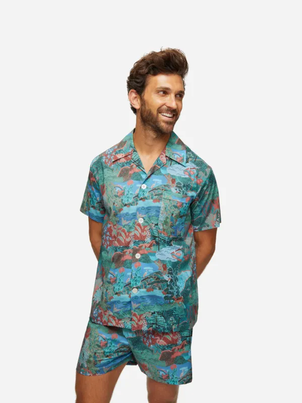Men's Short Pyjamas Ledbury 59 Cotton Batiste Multi sold by Derek Rose