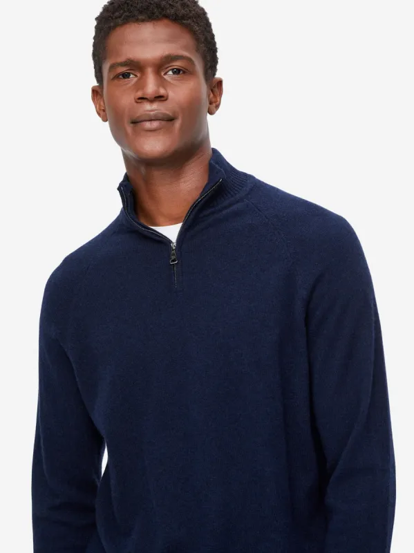 Men's Half-Zip Sweater Finley Cashmere Midnight sold by Derek Rose