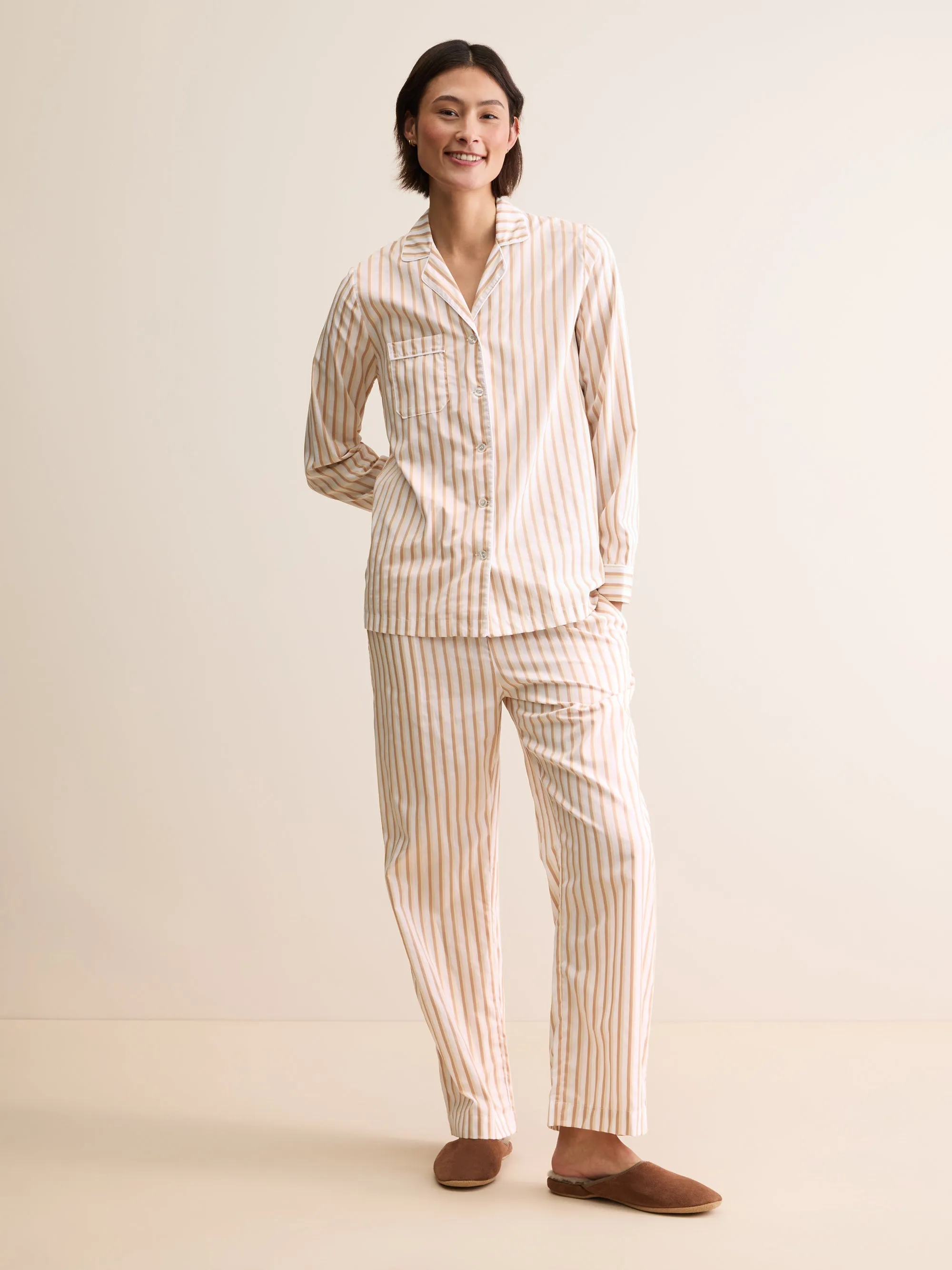 Women's Pajamas Capri Cotton Batiste Fawn Stripe sold by Derek Rose product image thumbnail 2