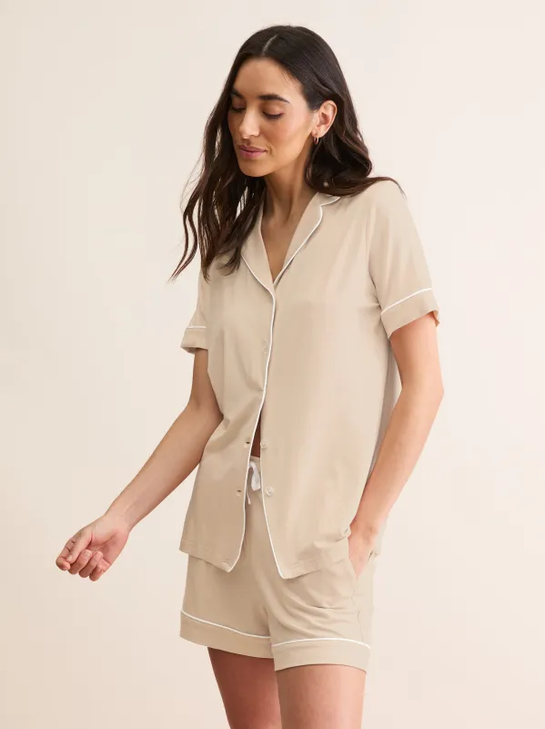 Women's Short Pajamas Lara Micro Modal Stretch Champagne made by Derek Rose