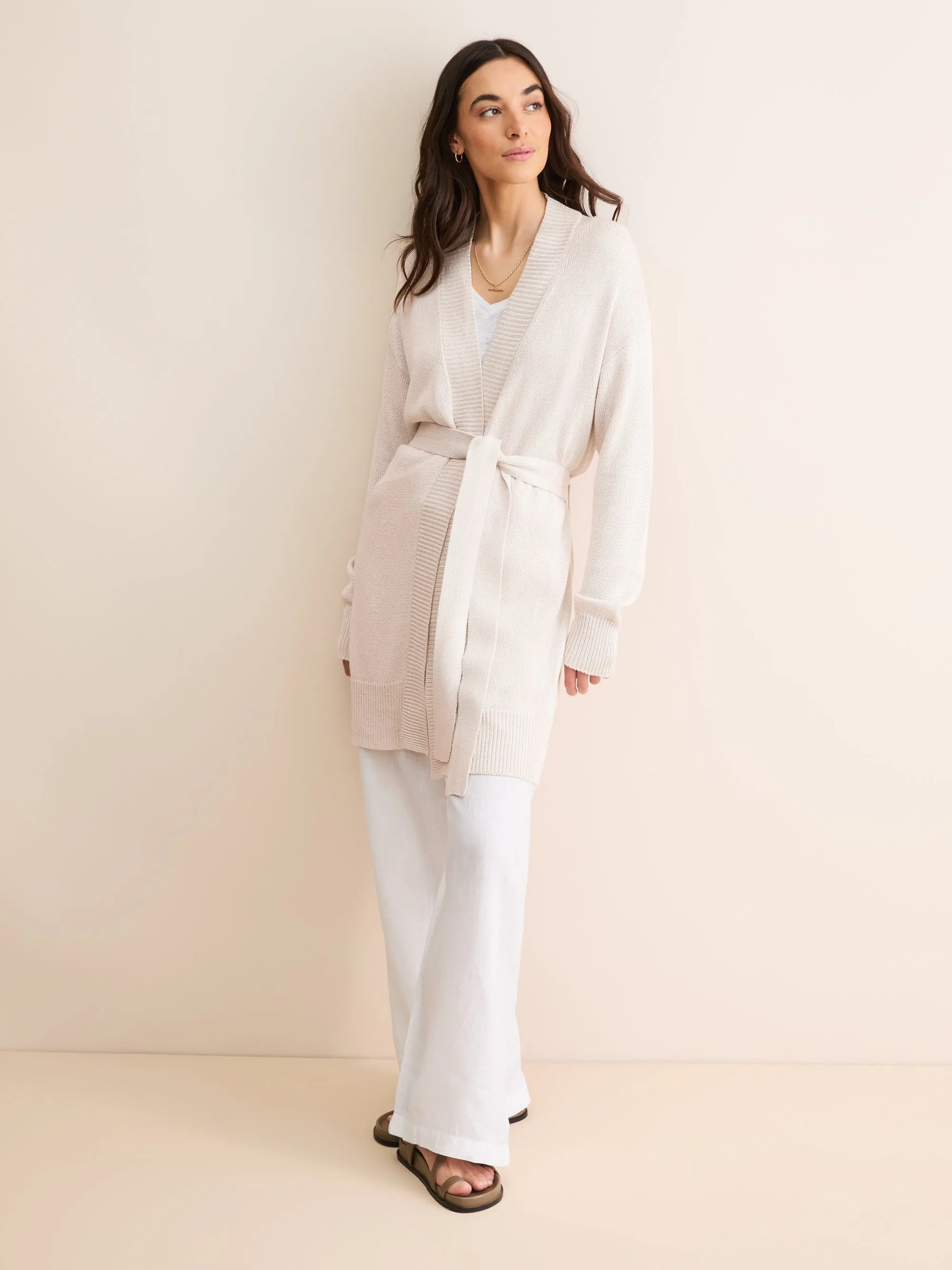 Delphine Silk Linen Cardigan Silver Pink sold by Derek Rose product image thumbnail 4