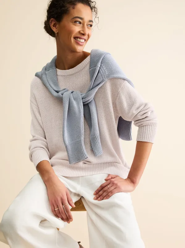 Delphine Silk Linen Sweater Silver Pink made by Derek Rose