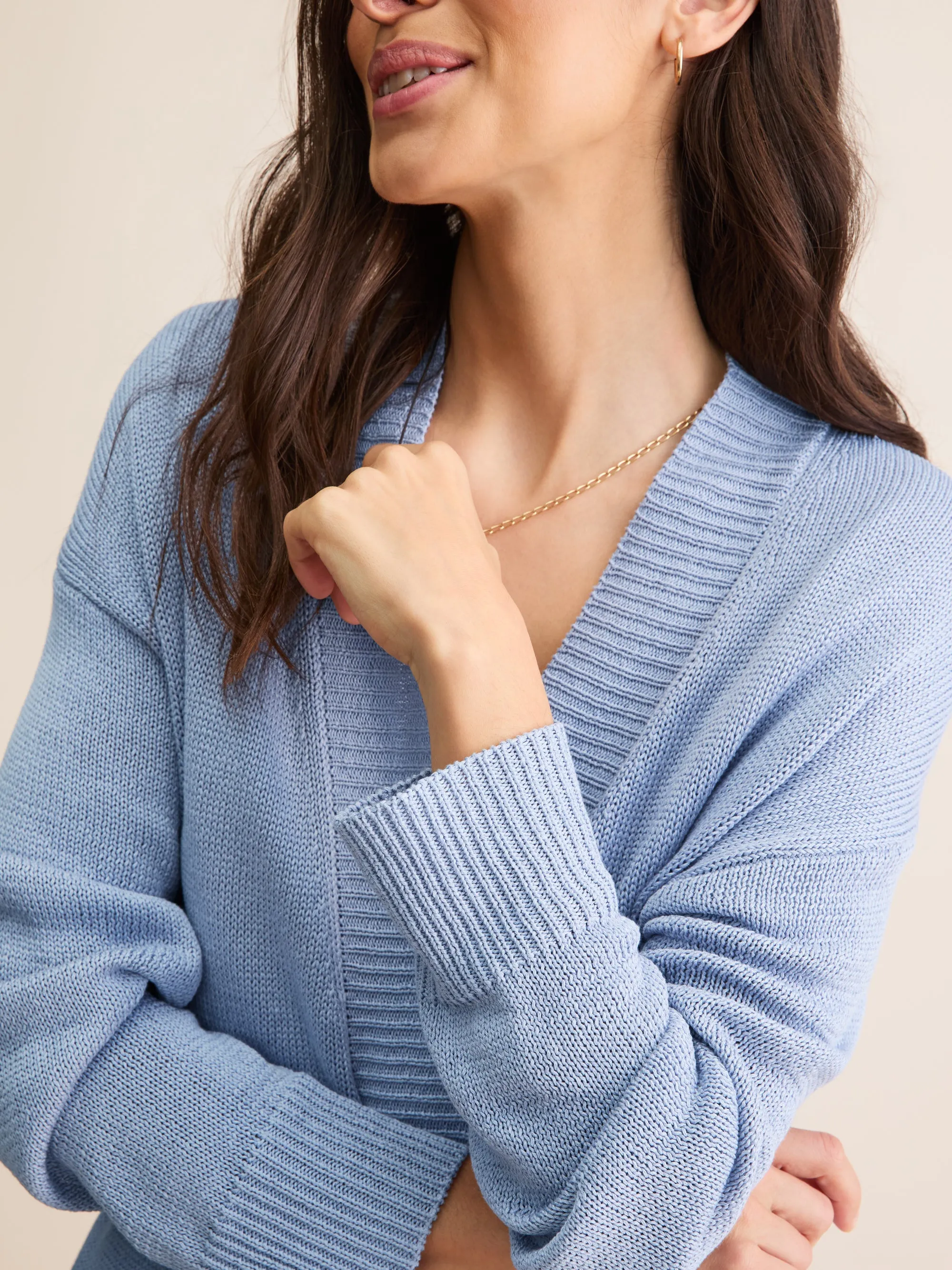 Women's Belted Cardigan Delphine Silk Linen Lavender Blue sold by Derek Rose product image thumbnail 3