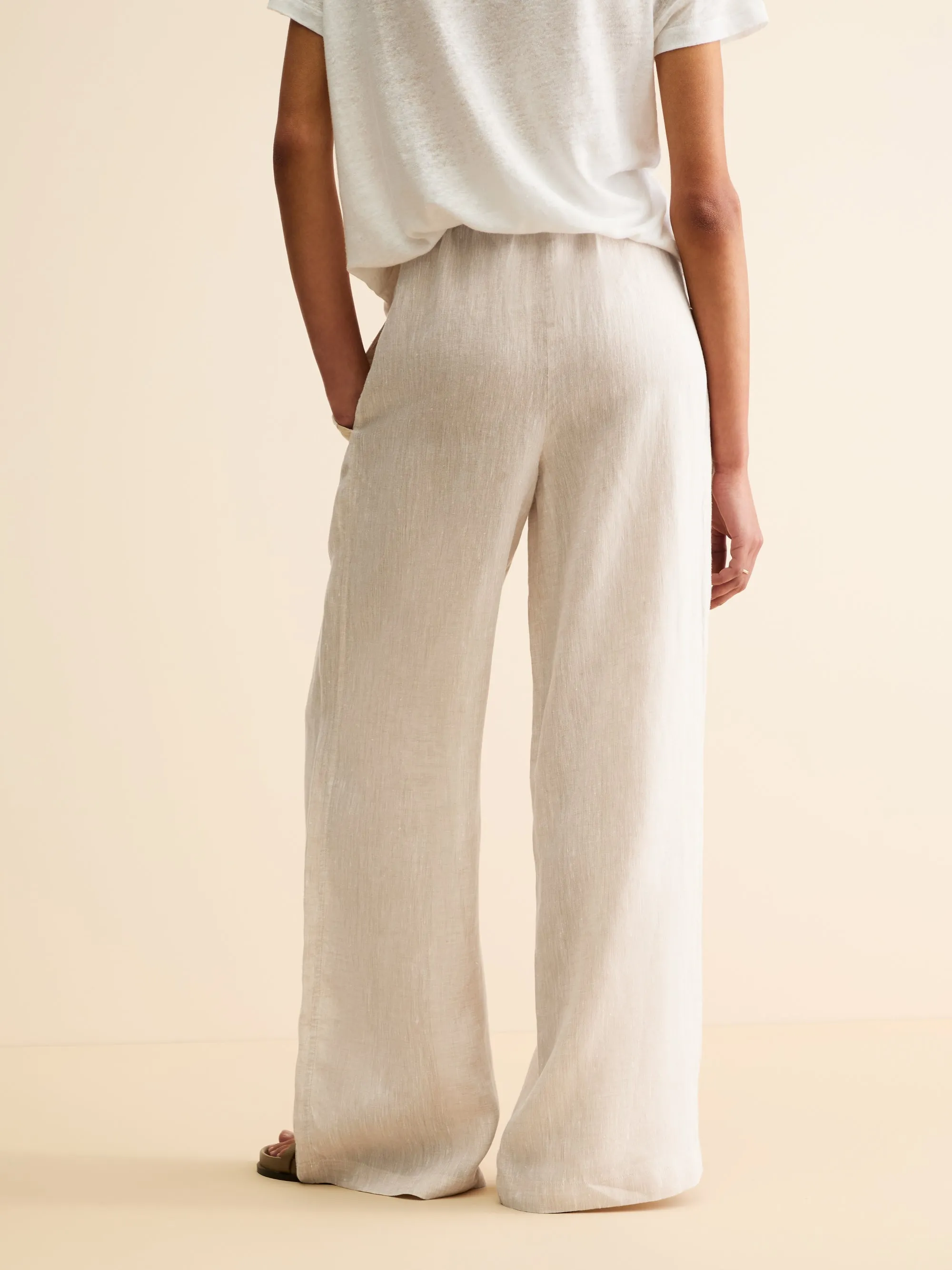 Sicily Linen Wide Leg Pants Sand sold by Derek Rose product image thumbnail 3