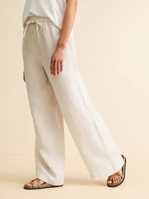 Sicily Linen Wide Leg Pants Sand made by Derek Rose