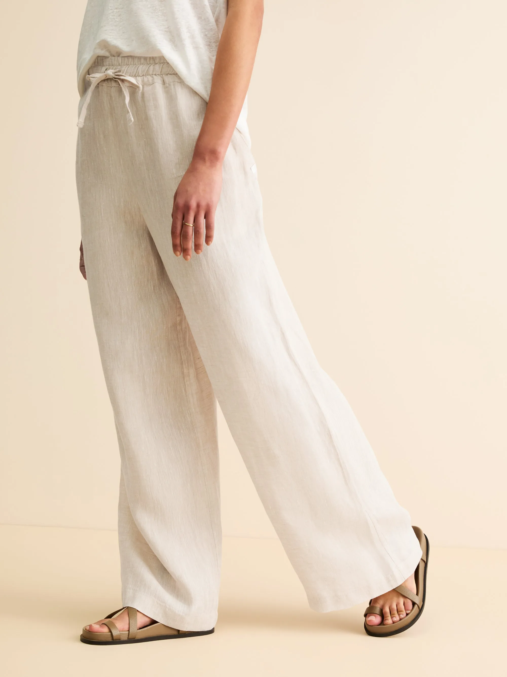 Sicily Linen Wide Leg Pants Sand sold by Derek Rose
