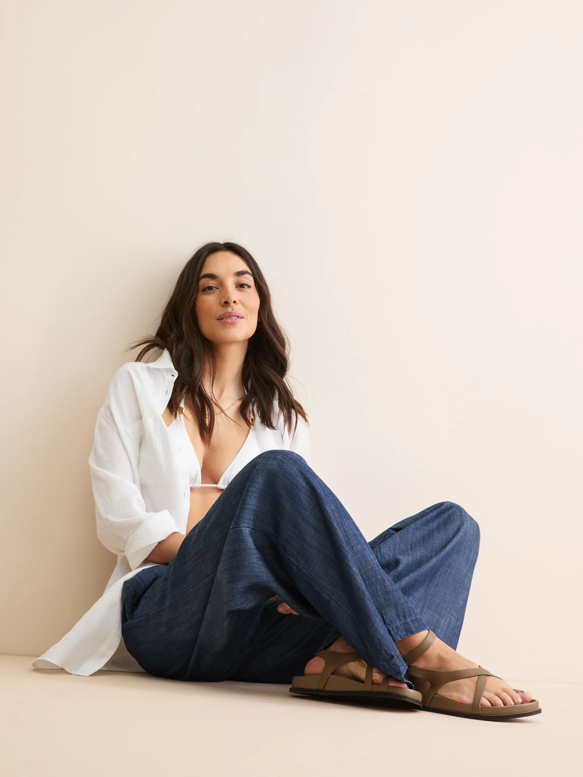 Erin Chambray Wide Leg Pants Denim Blue sold by Derek Rose product image thumbnail 4