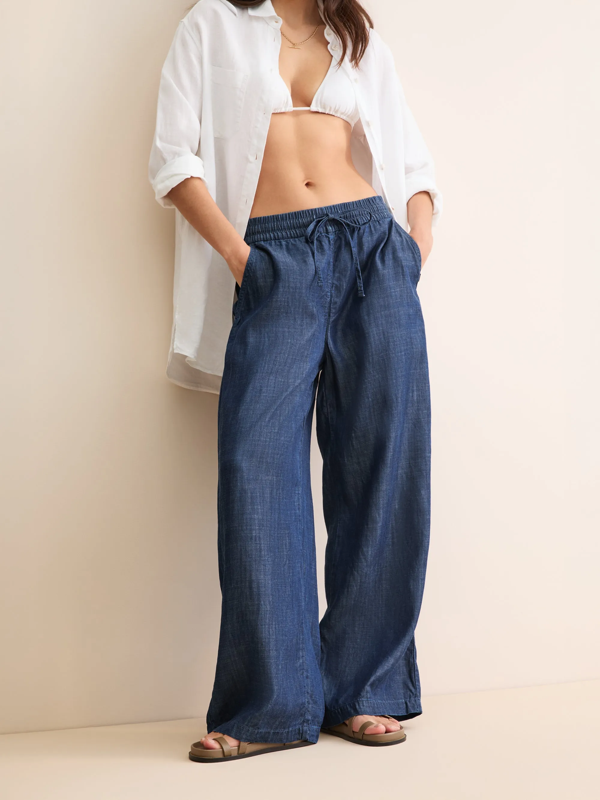Erin Chambray Wide Leg Pants Denim Blue sold by Derek Rose product image thumbnail 2