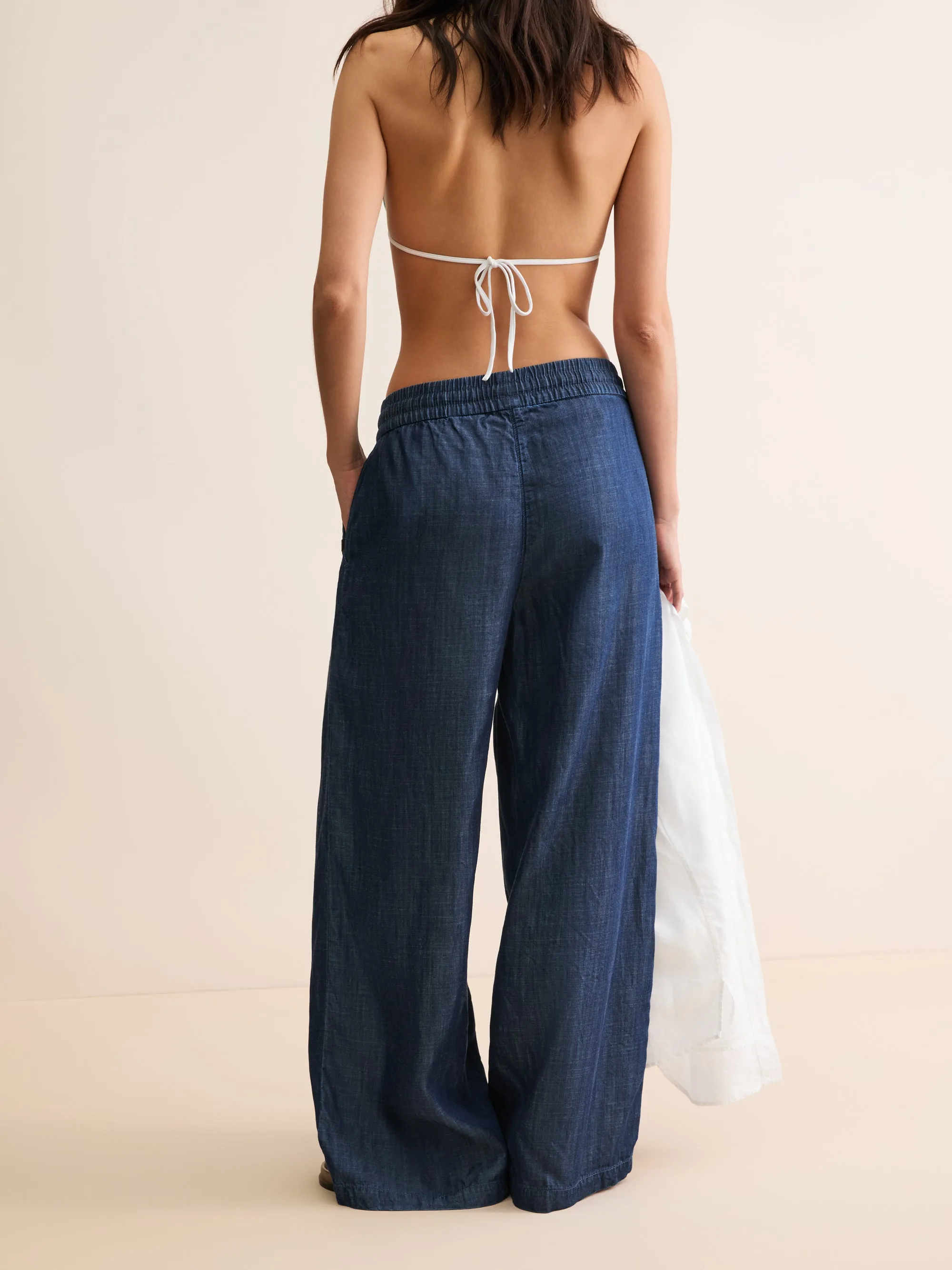Erin Chambray Wide Leg Pants Denim Blue sold by Derek Rose product image thumbnail 3