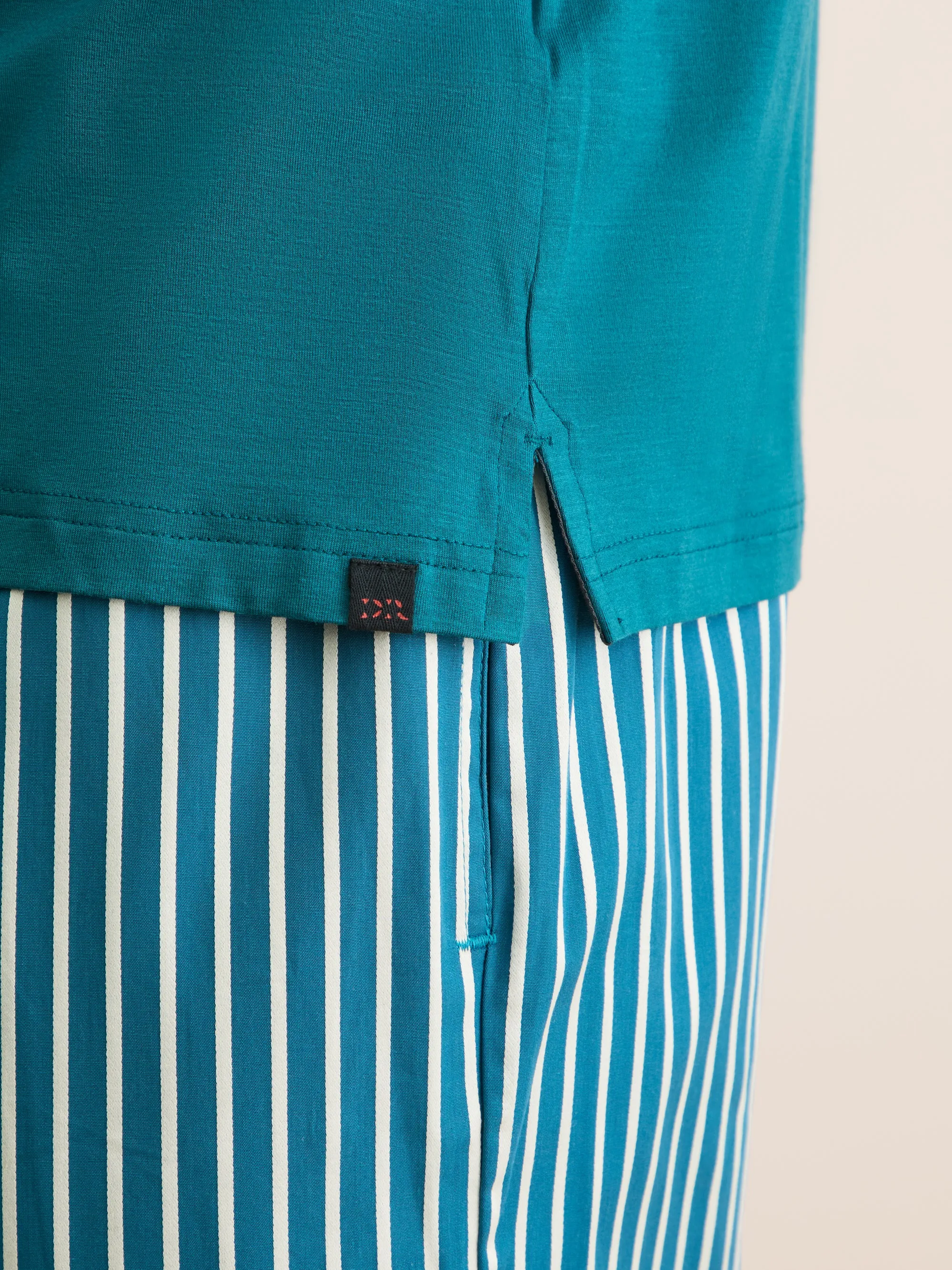 Men's Long Sleeve T-Shirt Basel Micro Modal Stretch Teal sold by Derek Rose product image thumbnail 4