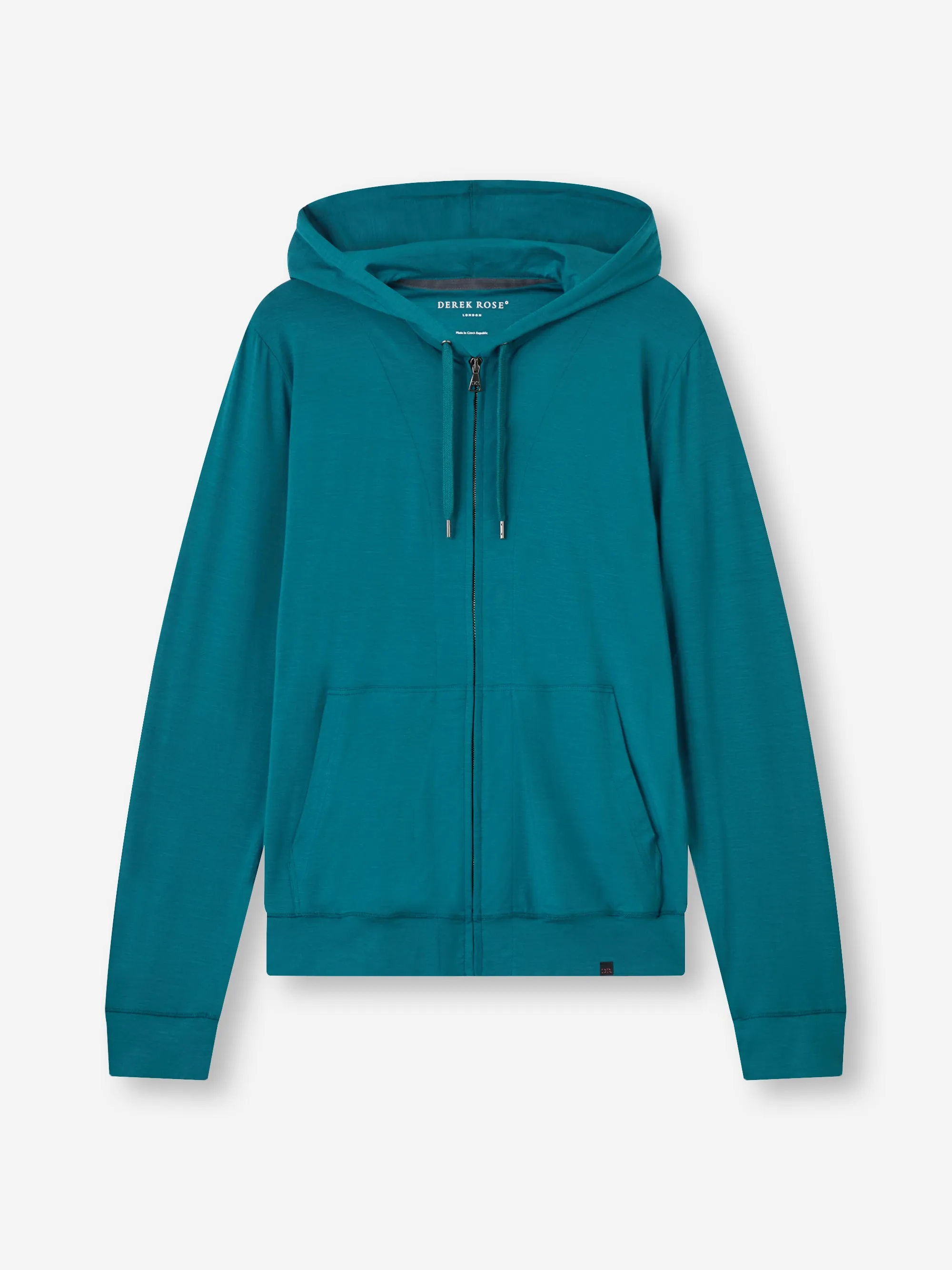 Men's Zip Up Hoodie Basel Micro Modal Stretch Teal sold by Derek Rose product image thumbnail 5