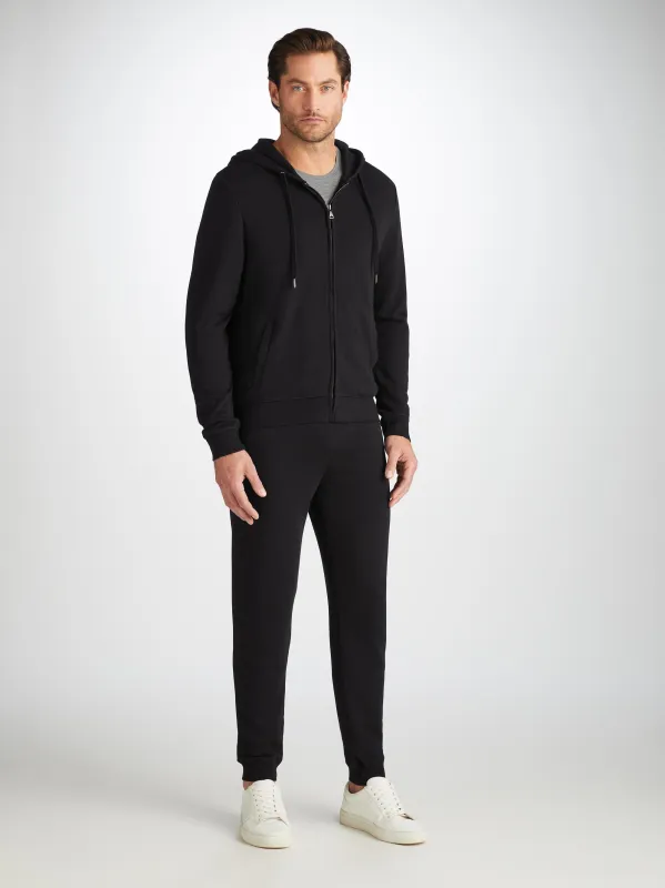 Quinn Cotton Modal Zip Up Hoodie & Sweatpants Set Black made by Derek Rose