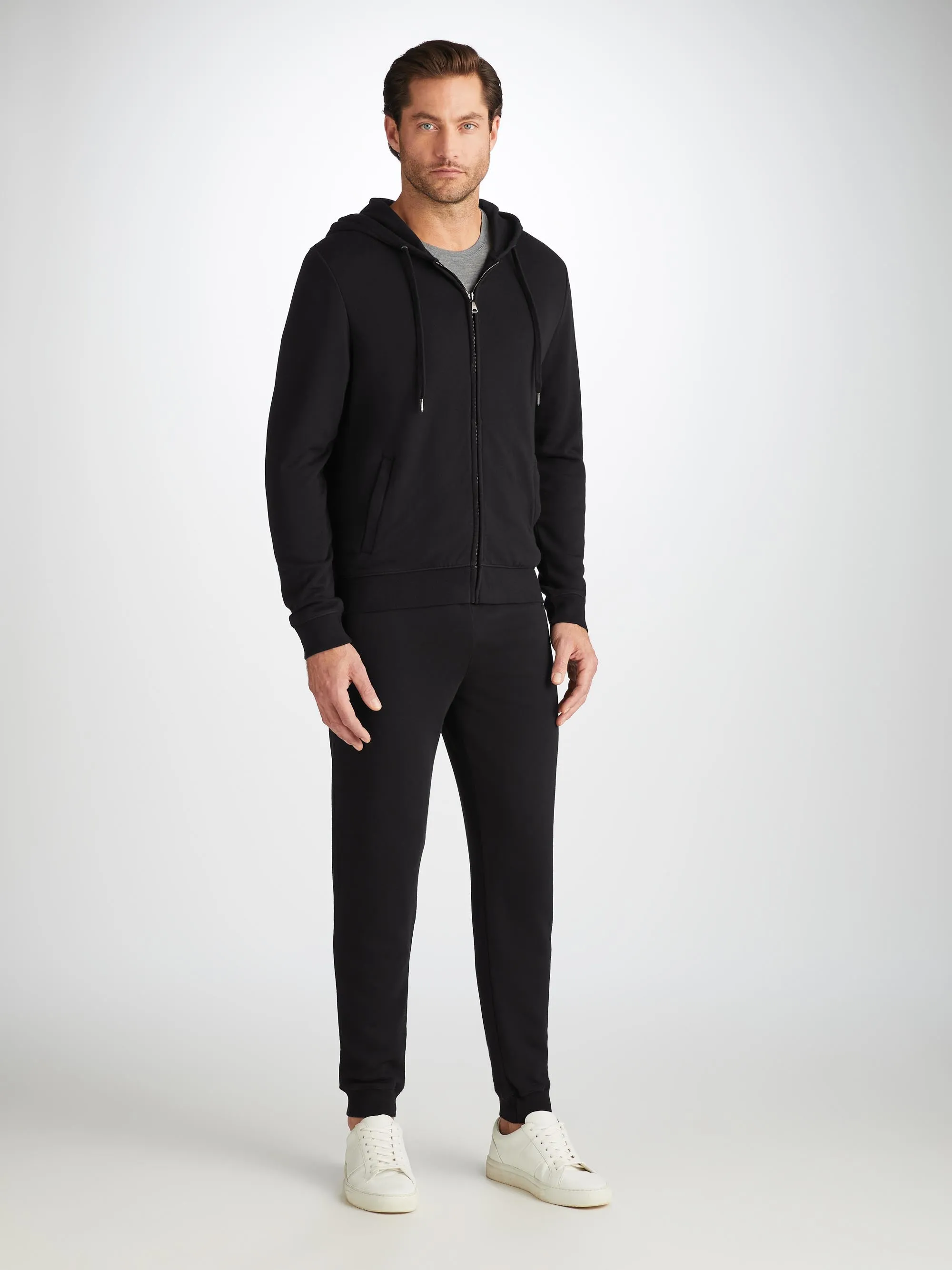 Quinn Cotton Modal Zip Up Hoodie & Sweatpants Set Black sold by Derek Rose