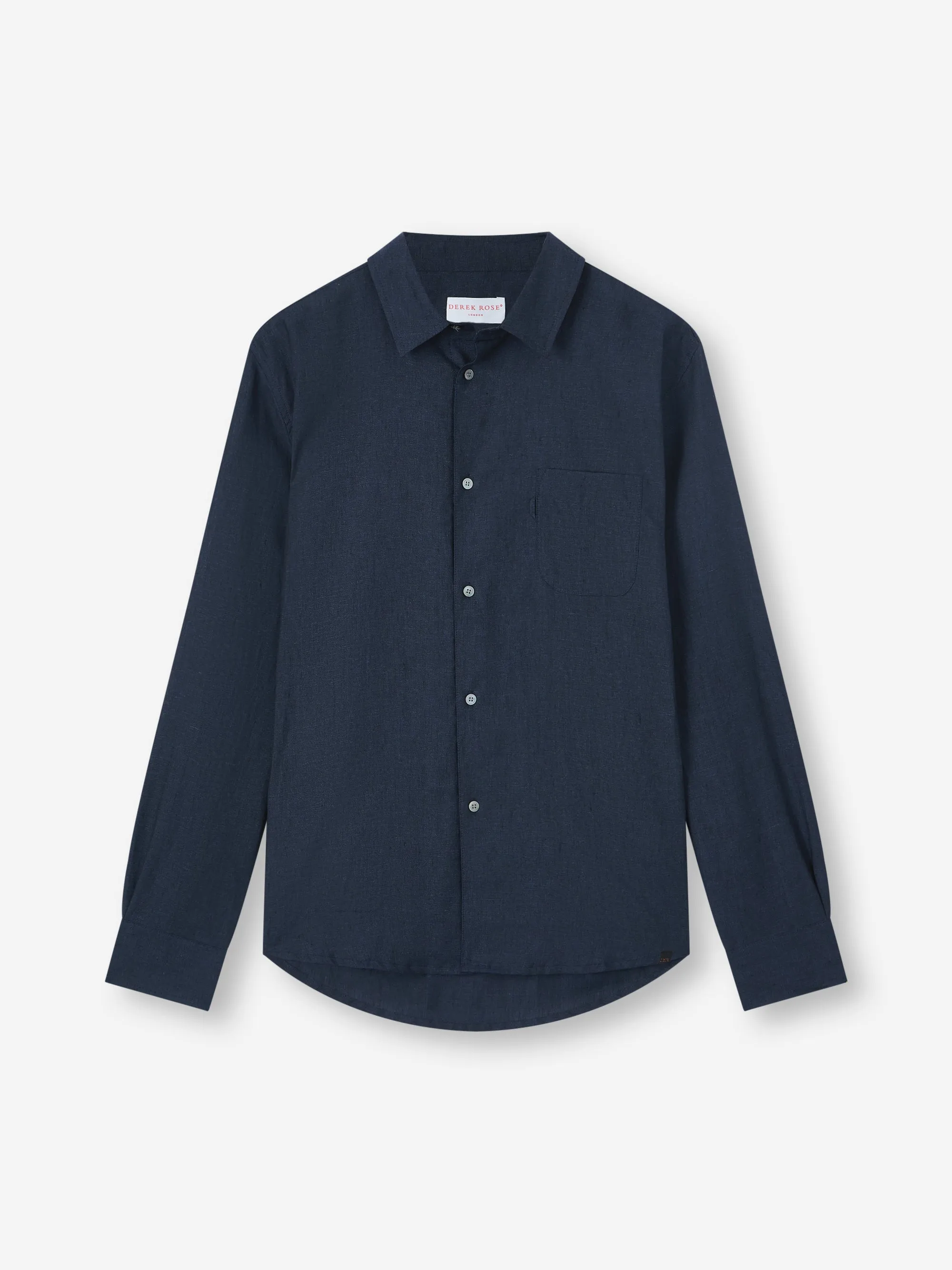 Men's Shirt Milan Linen Navy Blue & White Rose Motif sold by Derek Rose product image thumbnail 5