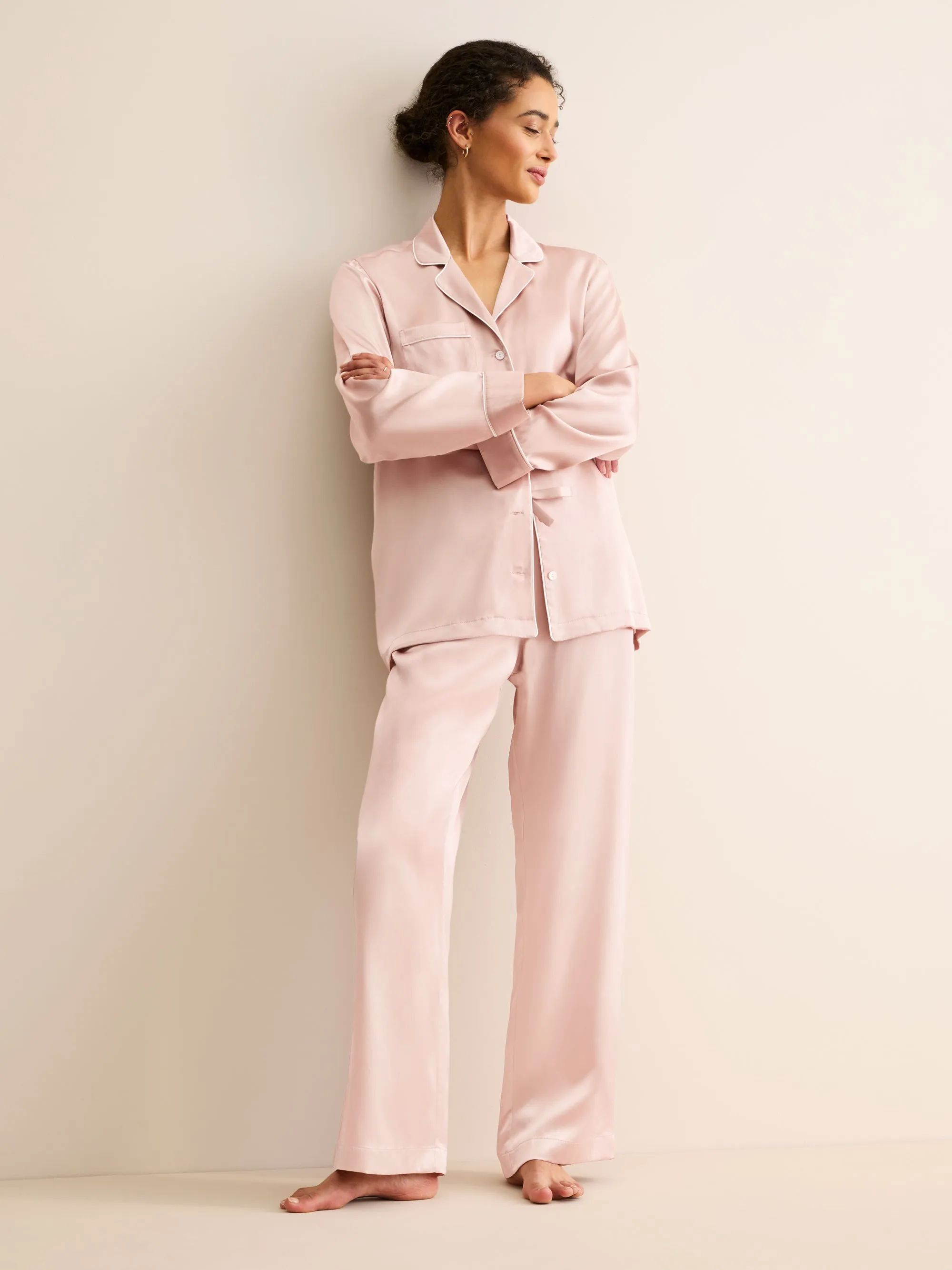 Women's Silk Pajamas Bailey Champagne Pink sold by Derek Rose product image thumbnail 2