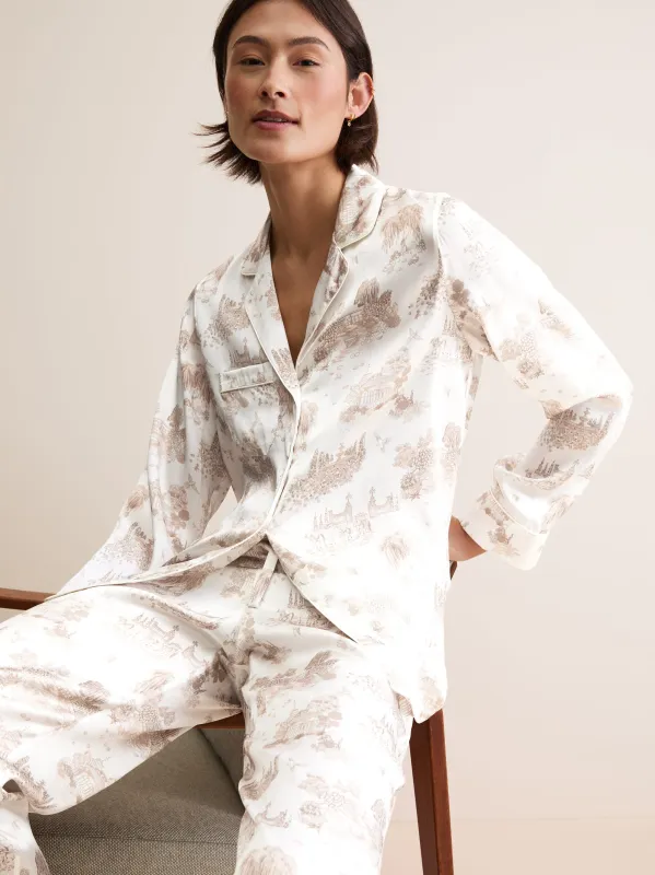 Brindisi Silk Pajamas Ivory London Toile made by Derek Rose