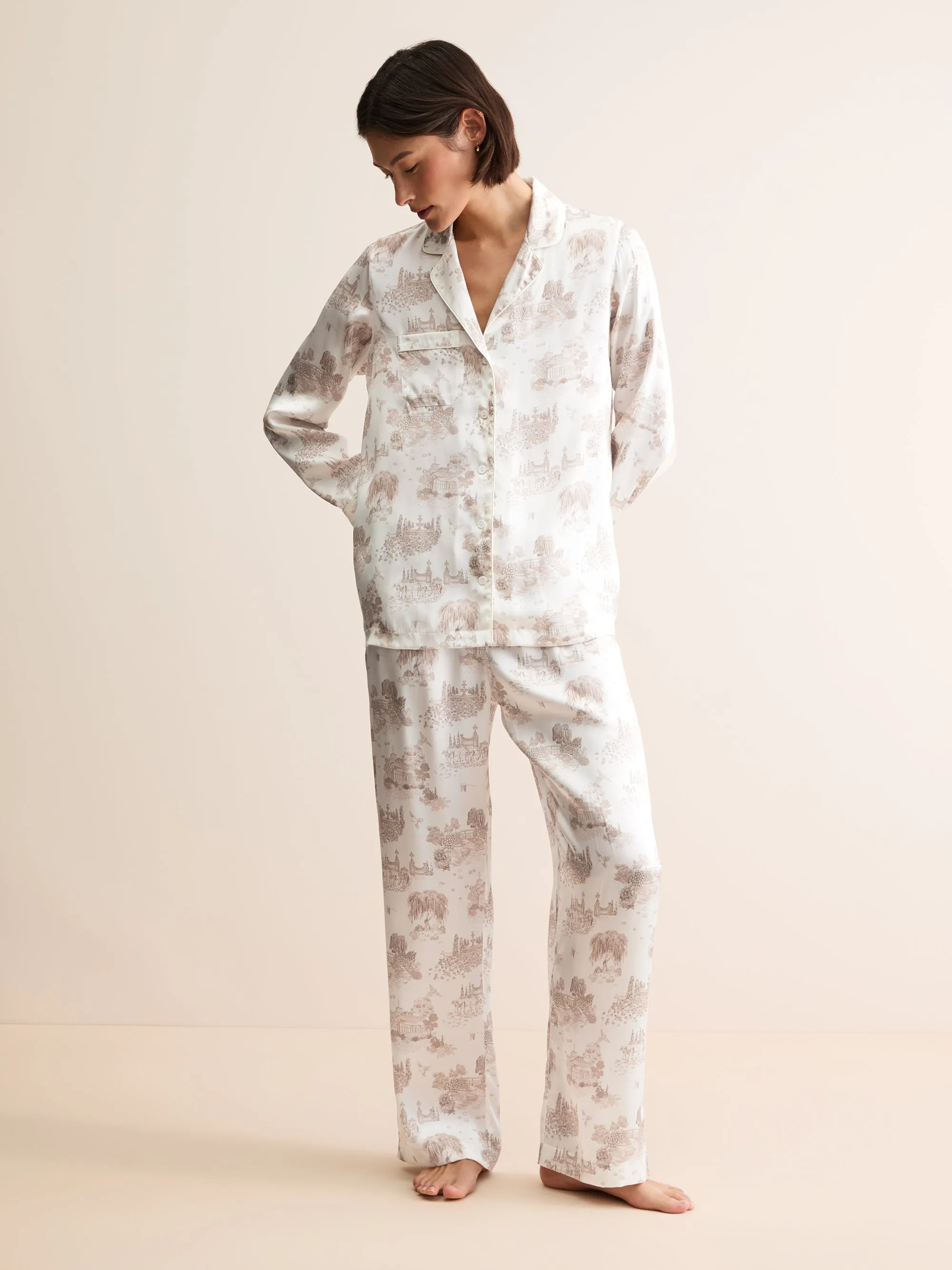 Brindisi Silk Pajamas Ivory London Toile sold by Derek Rose product image thumbnail 2