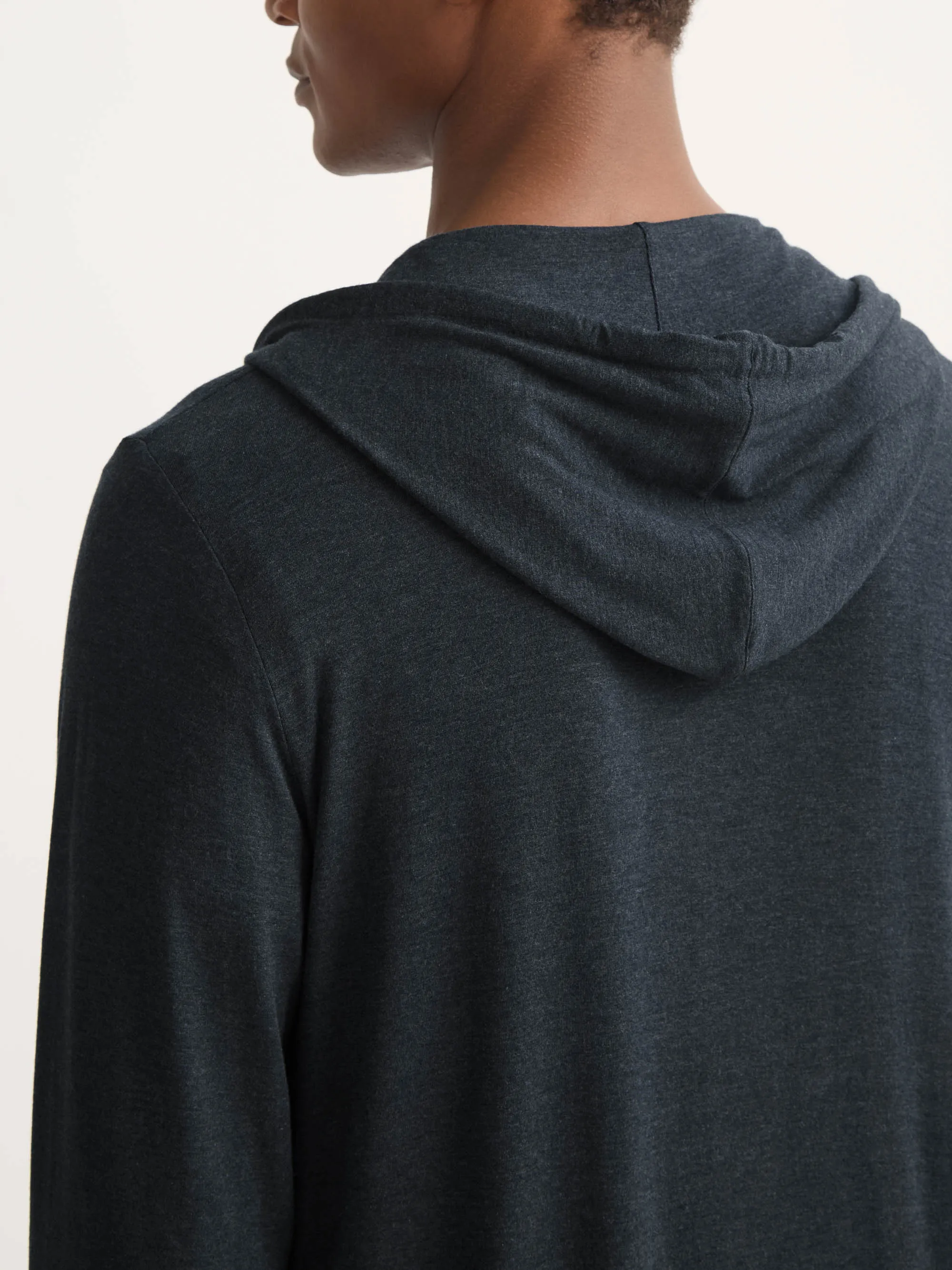 Marlowe Micro Modal Zip Up Hoodie Anthracite Gray sold by Derek Rose product image thumbnail 5