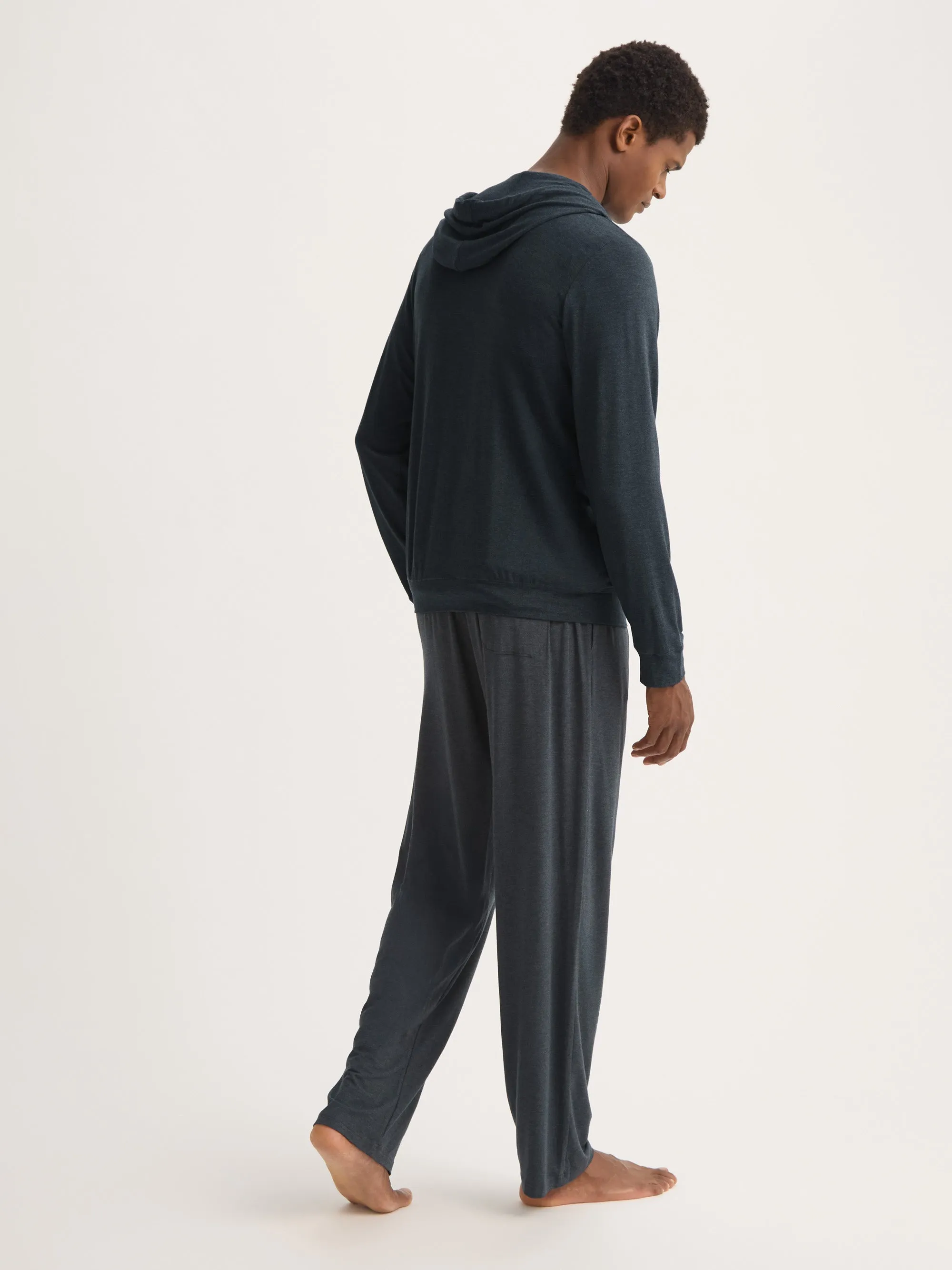 Marlowe Micro Modal Zip Up Hoodie Anthracite Gray sold by Derek Rose product image thumbnail 3