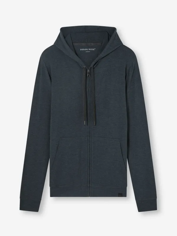 Marlowe Micro Modal Zip Up Hoodie Anthracite Gray made by Derek Rose