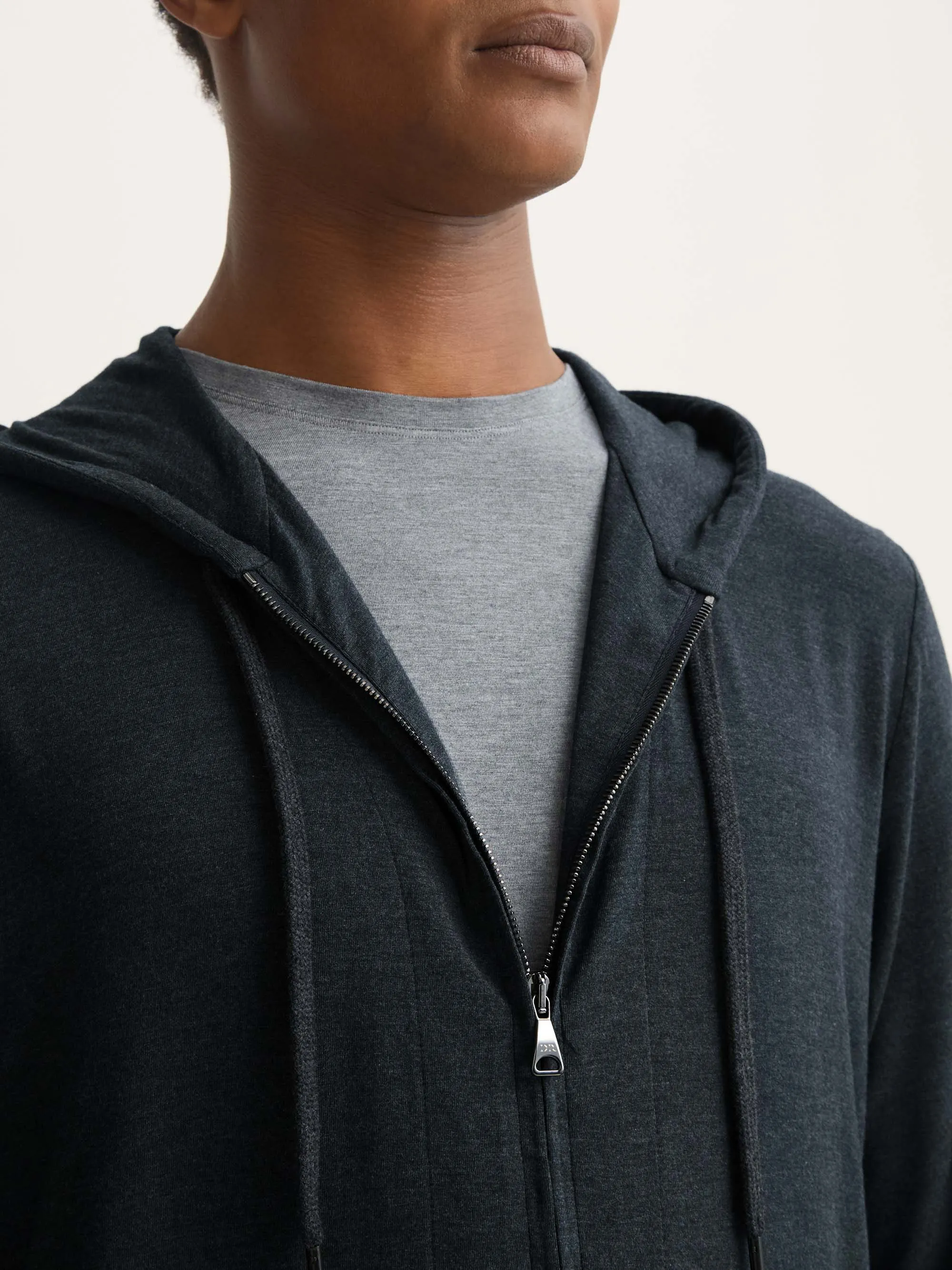 Marlowe Micro Modal Zip Up Hoodie Anthracite Gray sold by Derek Rose product image thumbnail 4