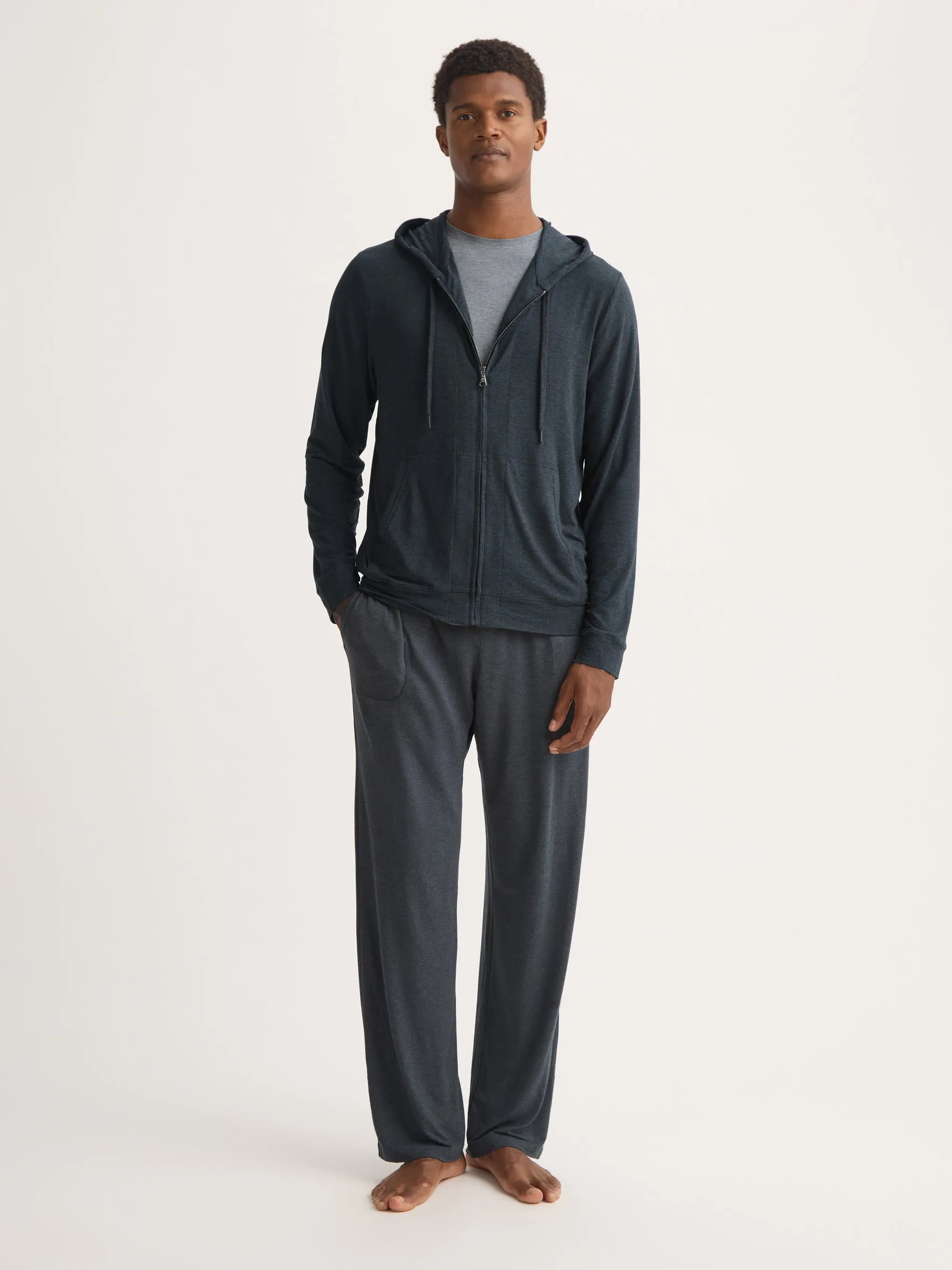 Marlowe Micro Modal Zip Up Hoodie Anthracite Gray sold by Derek Rose product image thumbnail 2