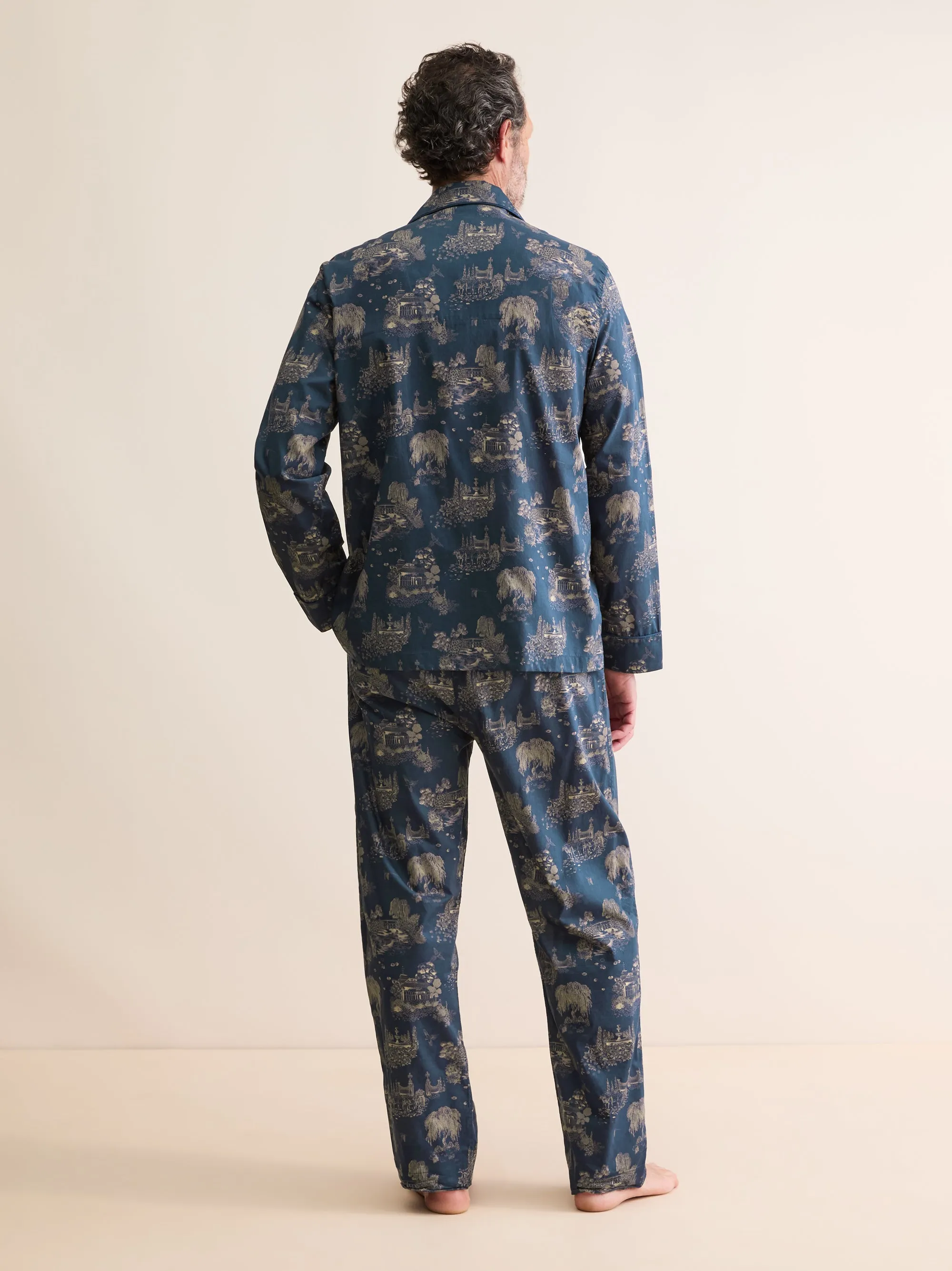 Ledbury Cotton Batiste Pajamas Navy Blue London Toile sold by Derek Rose product image thumbnail 2