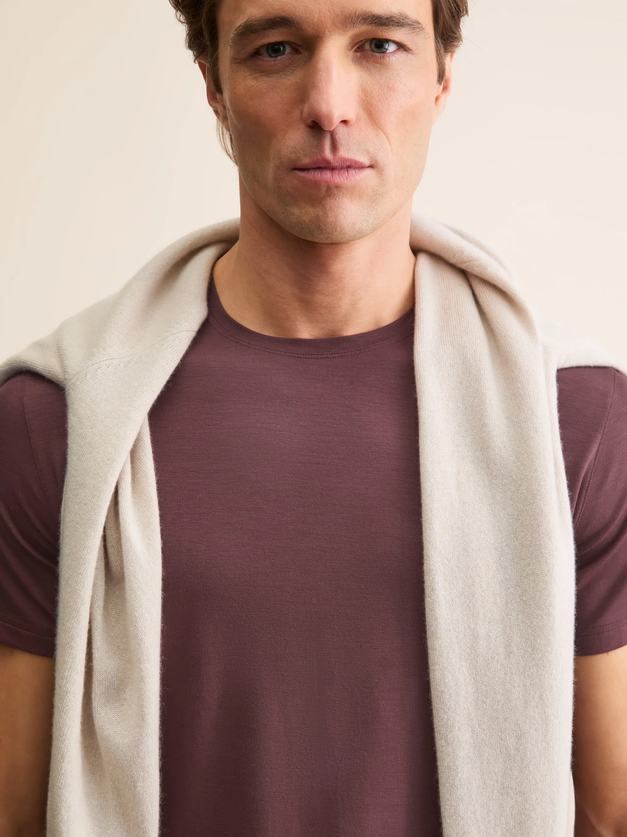 Basel Micro Modal T-Shirt Mahogany Brown sold by Derek Rose
