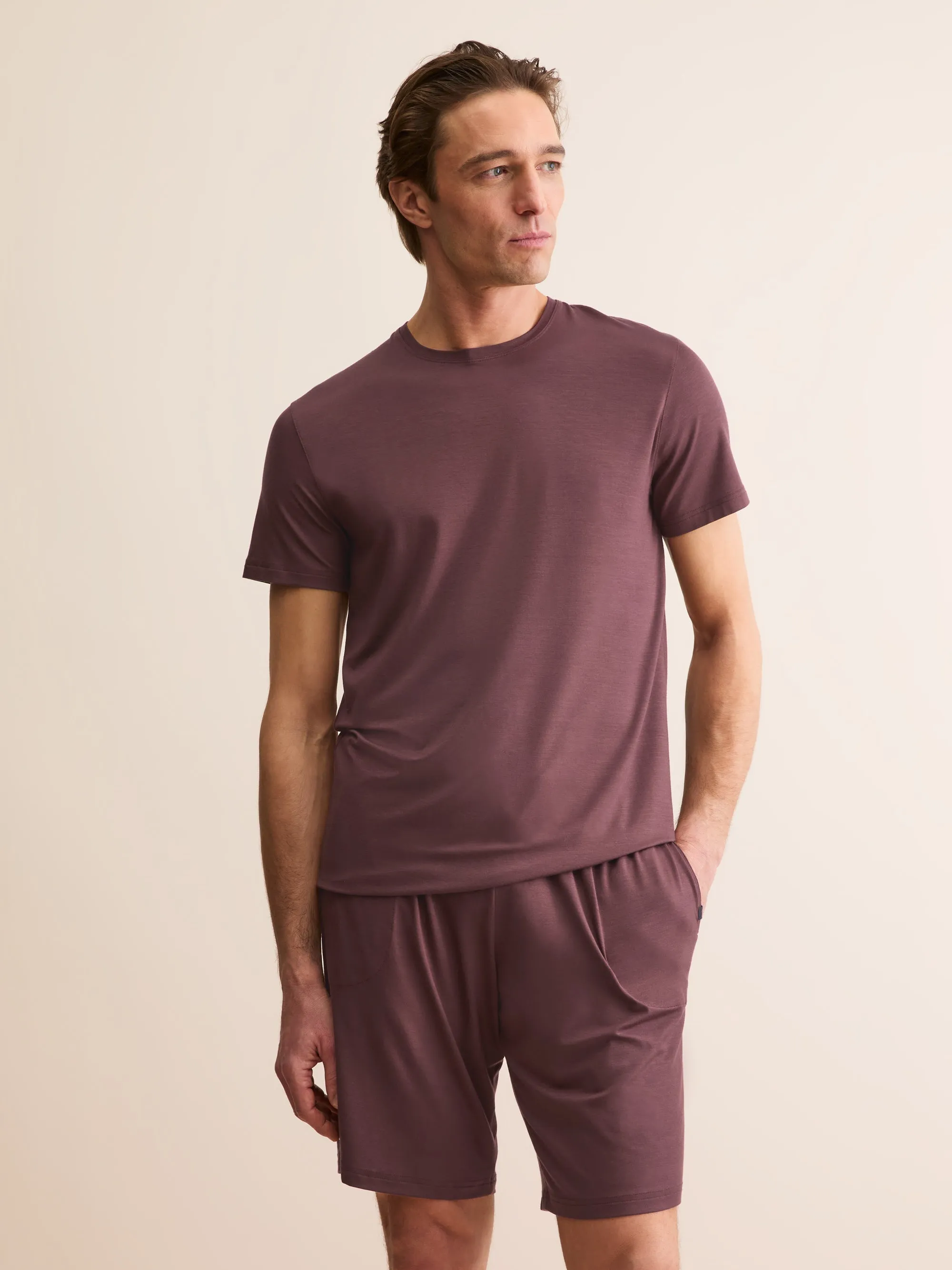 Basel Micro Modal T-Shirt Mahogany Brown sold by Derek Rose product image thumbnail 3