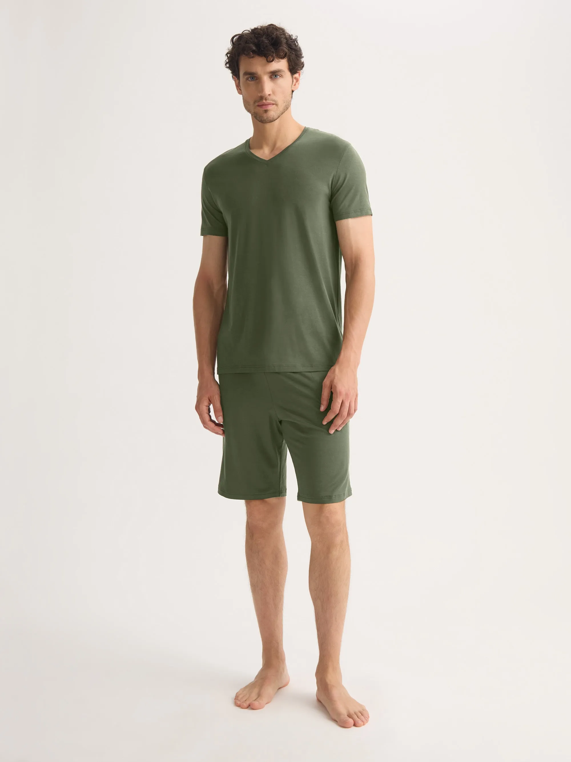 Basel Micro Modal Lounge Shorts Evergreen sold by Derek Rose product image thumbnail 3