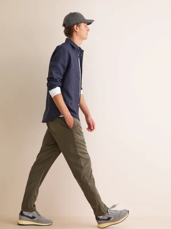 Monaco Linen Shirt Navy Blue made by Derek Rose