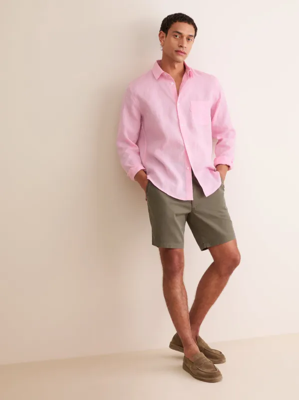 Monaco Linen Shirt Pink made by Derek Rose