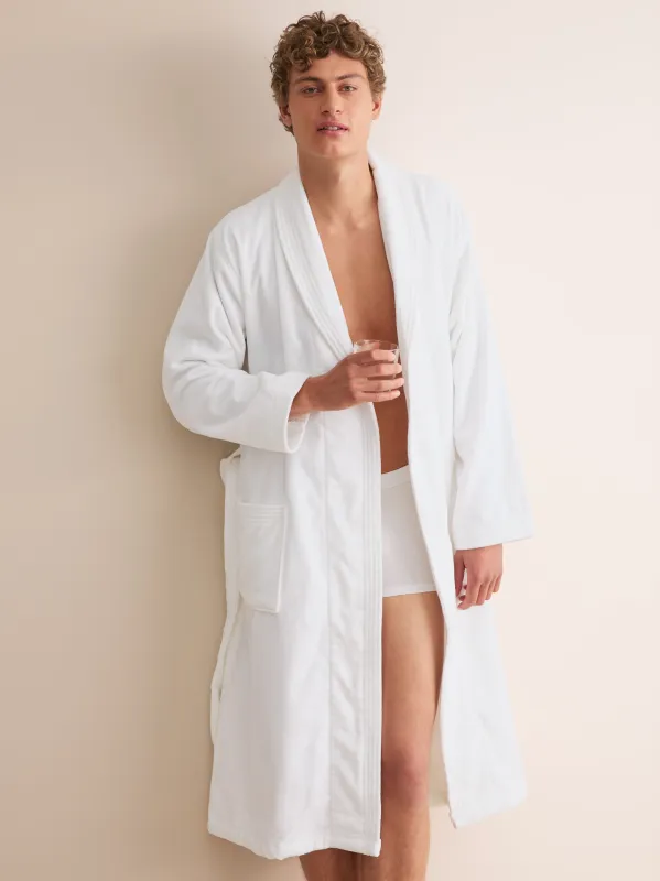 Triton Cotton Velour Bathrobe White made by Derek Rose