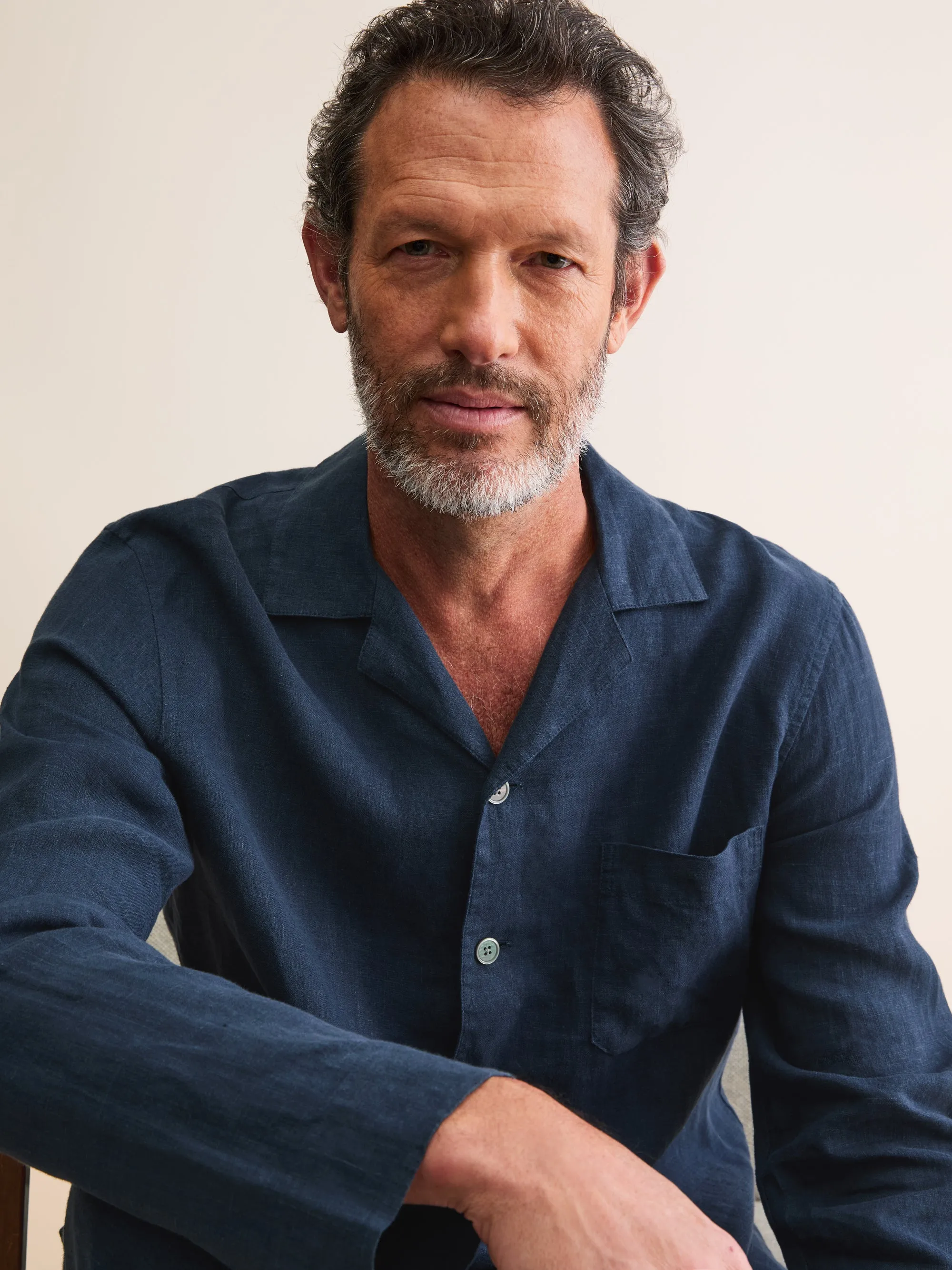 Sicily Linen Pajamas Navy Blue sold by Derek Rose product image thumbnail 3