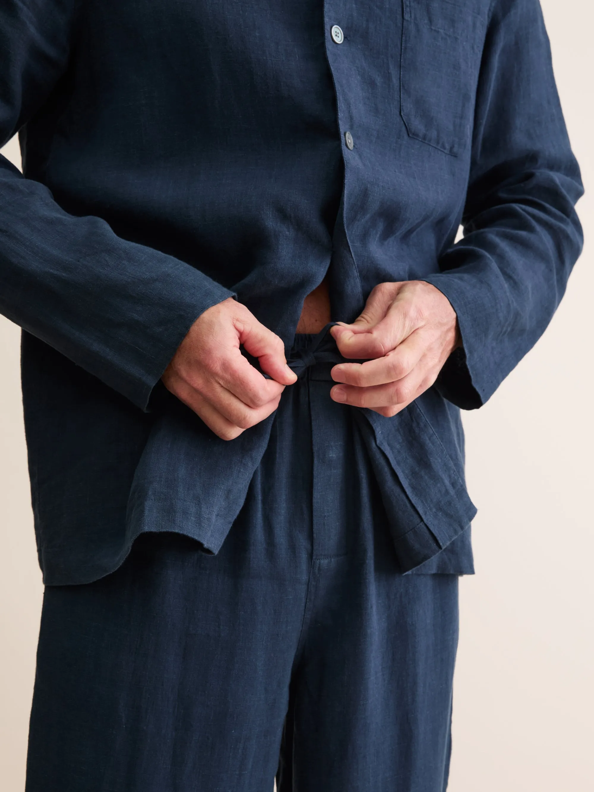 Sicily Linen Pajamas Navy Blue sold by Derek Rose product image thumbnail 4