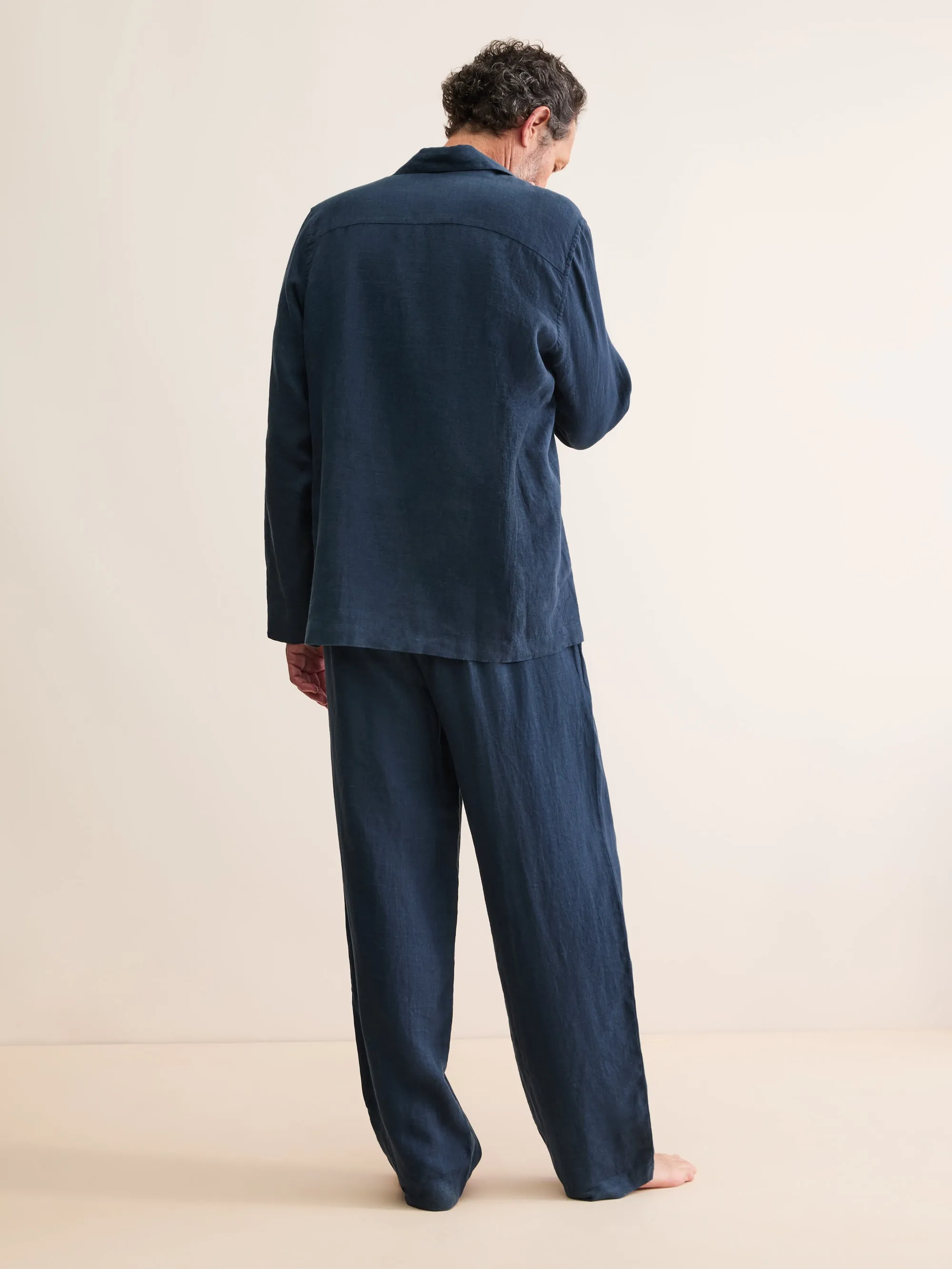 Sicily Linen Pajamas Navy Blue sold by Derek Rose product image thumbnail 2