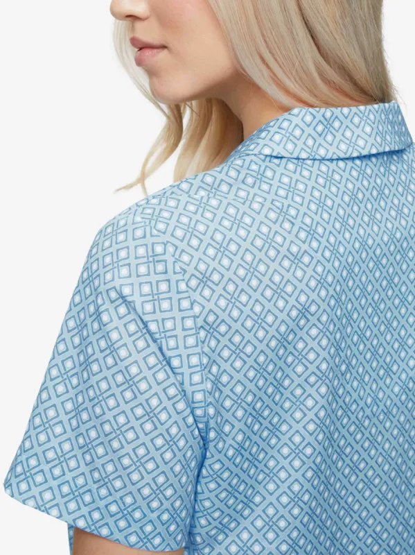 Women's Short Pyjamas Ledbury 56 Cotton Batiste Blue sold by Derek Rose