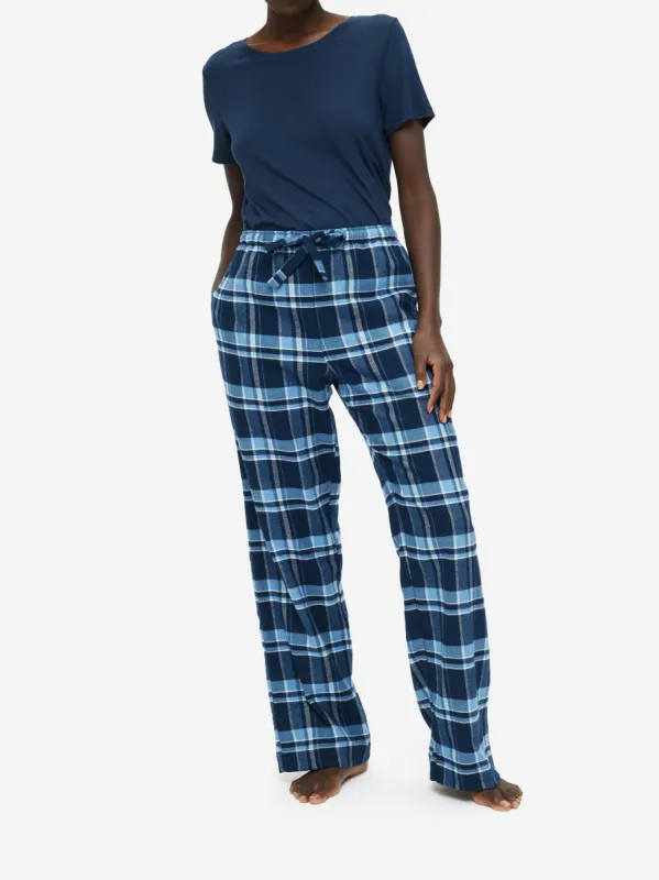 Women's Lounge Trousers Kelburn 22 Brushed Cotton Navy sold by Derek Rose