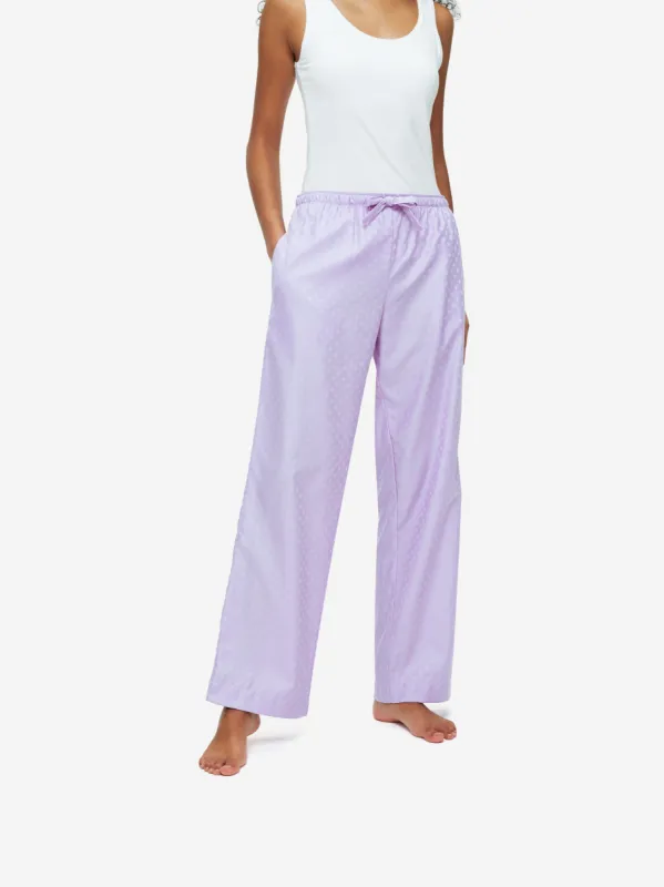 Women's Lounge Trousers Kate 7 Cotton Jacquard Lilac sold by Derek Rose