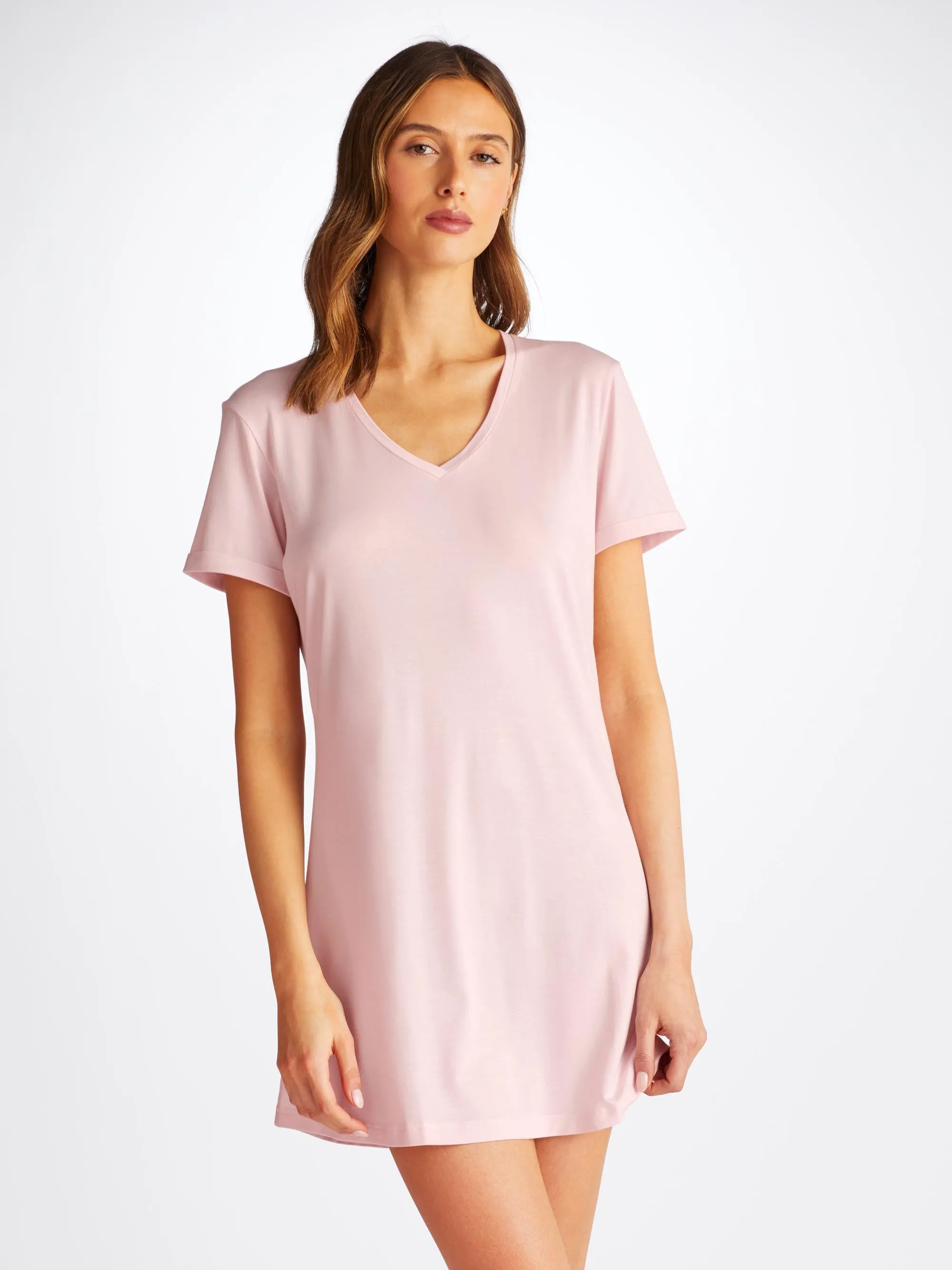 Women's V-Neck Sleep T-Shirt Lara Micro Modal Stretch Ballet Pink sold by Derek Rose product image thumbnail 3