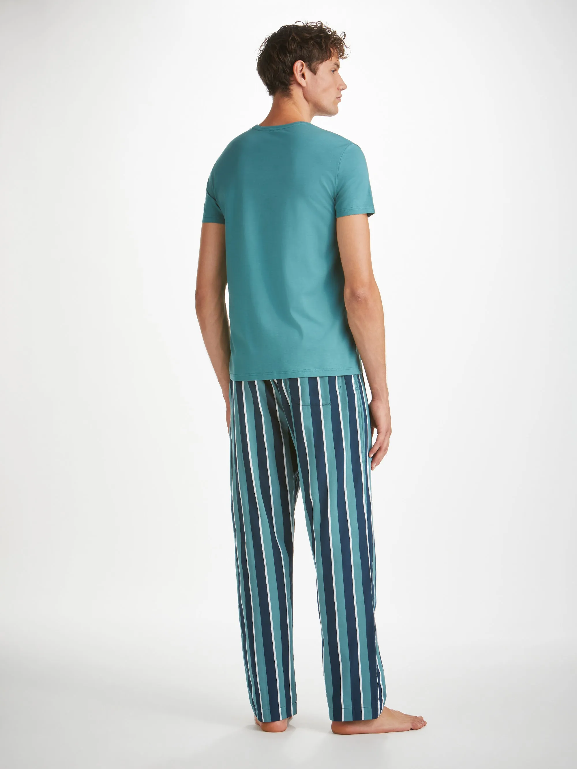 Men's Lounge Trousers Royal 221 Cotton Teal sold by Derek Rose product image thumbnail 4