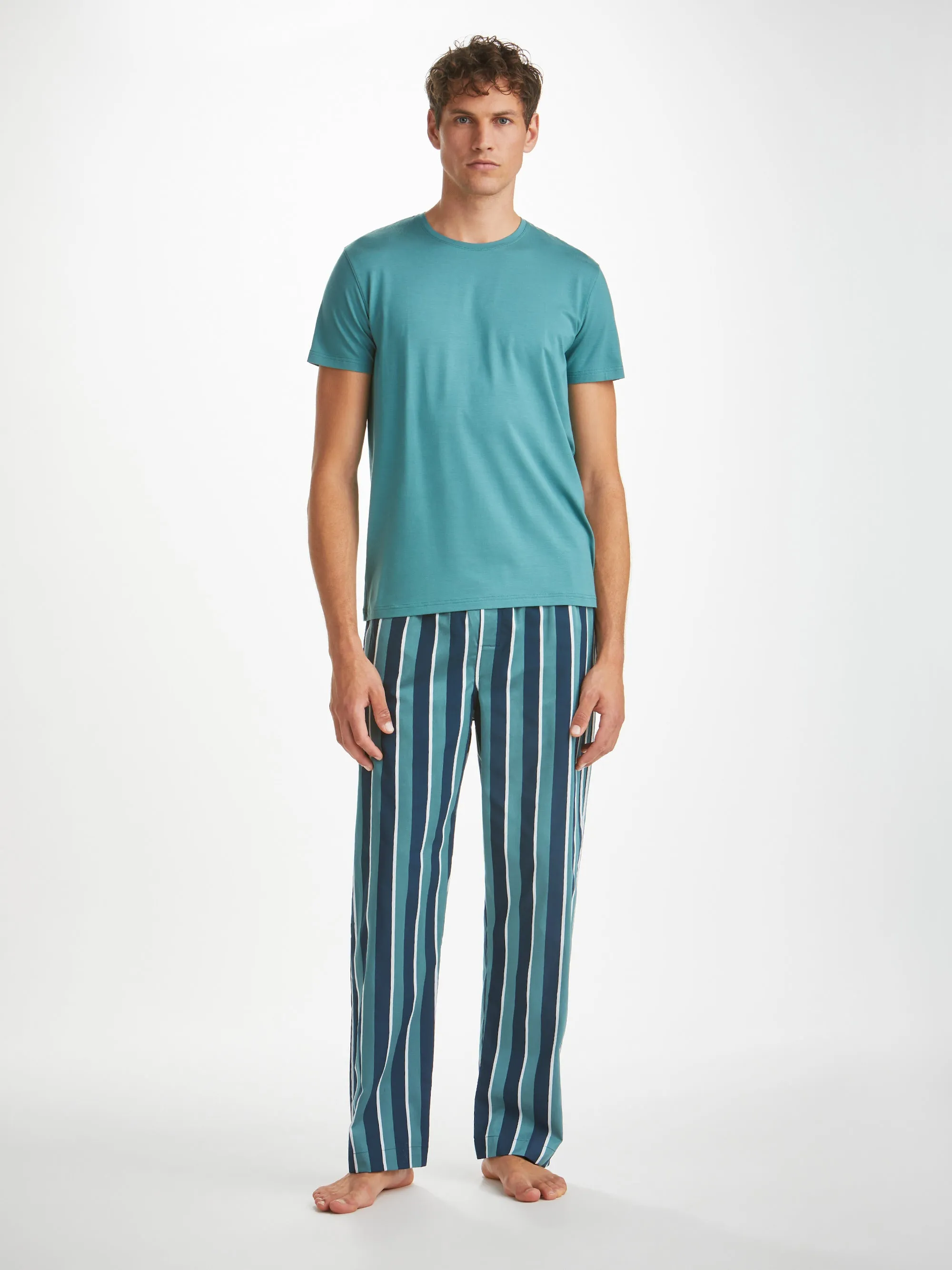 Men's Lounge Trousers Royal 221 Cotton Teal sold by Derek Rose product image thumbnail 3