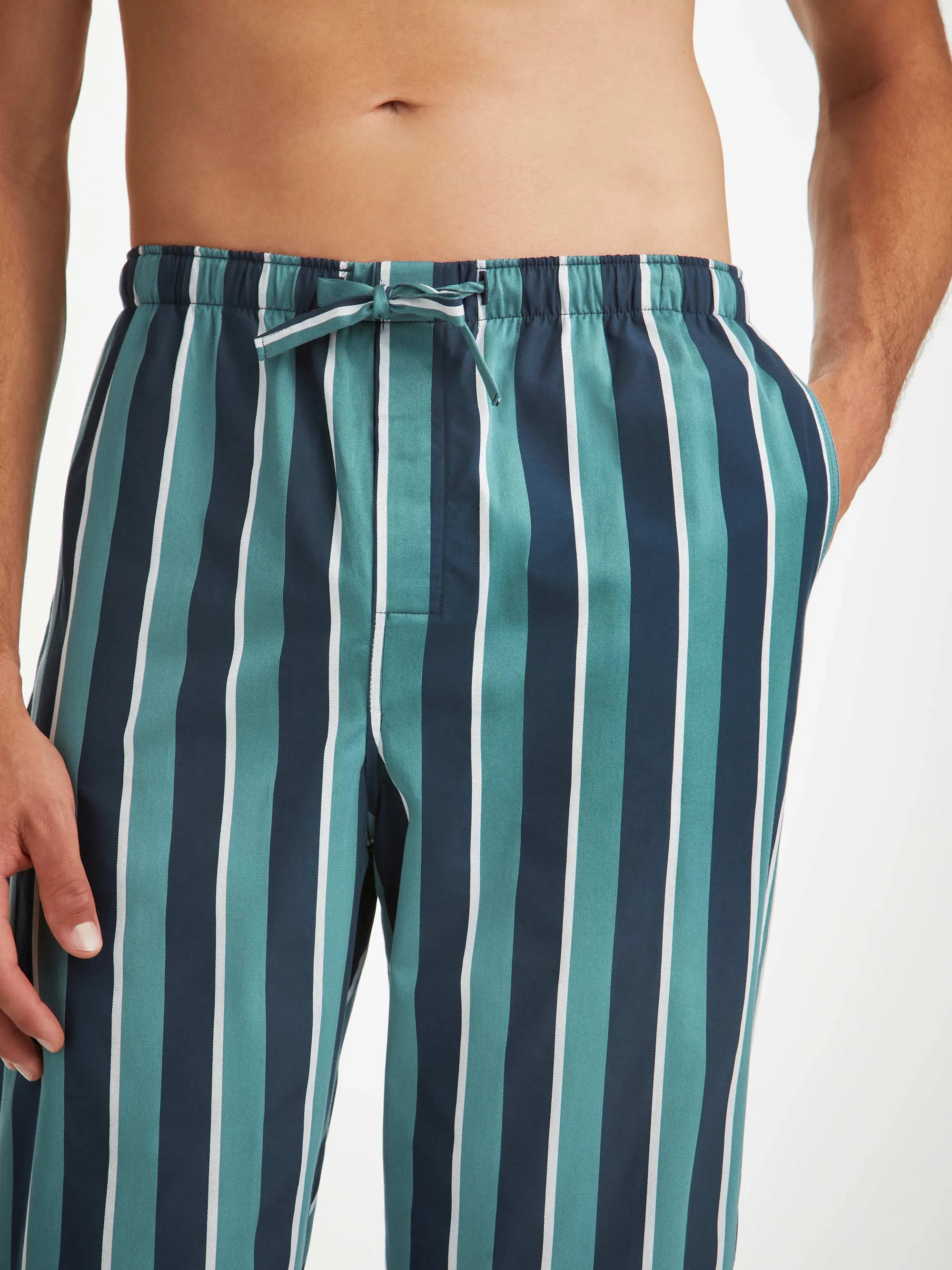 Men's Lounge Trousers Royal 221 Cotton Teal sold by Derek Rose product image thumbnail 5