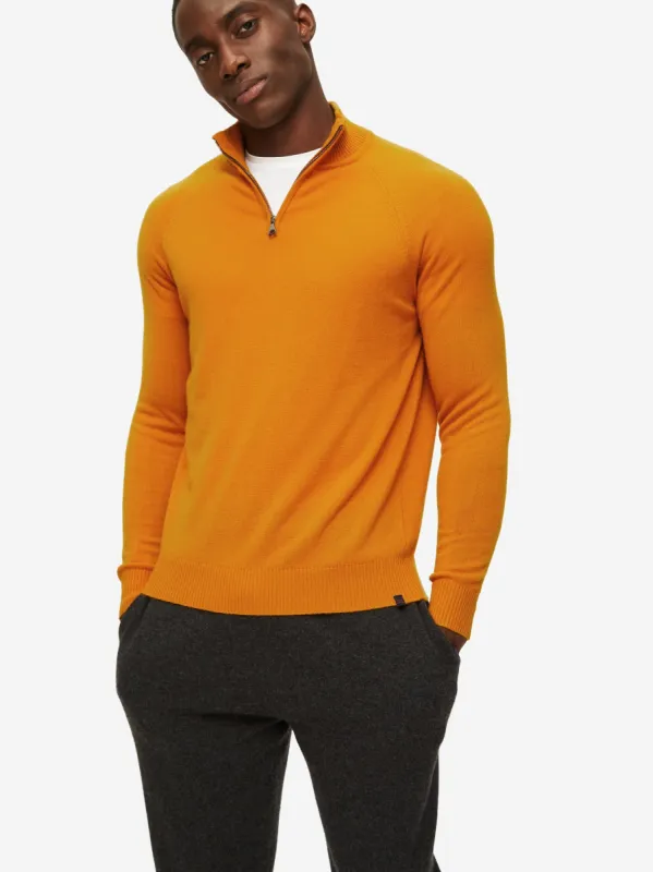 Men's Half-Zip Sweater Finley Cashmere Orange sold by Derek Rose