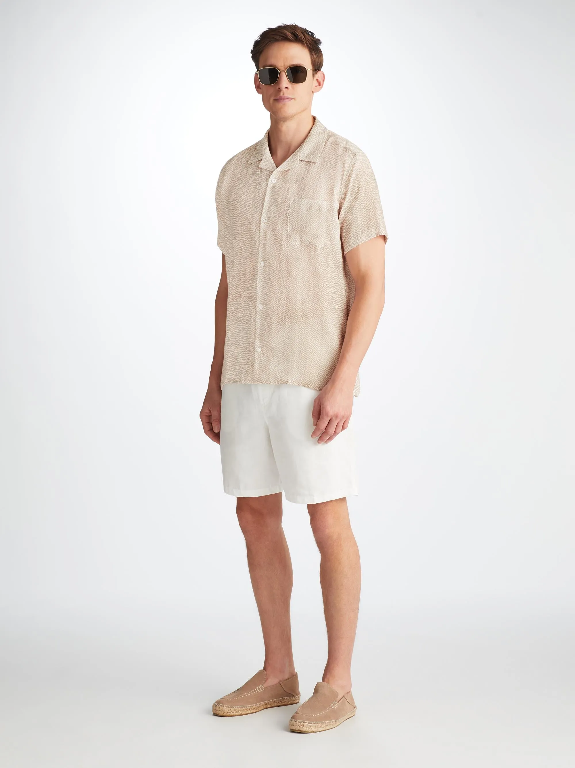 Men's Short Sleeve Shirt Milan 24 Linen Sand sold by Derek Rose product image thumbnail 3
