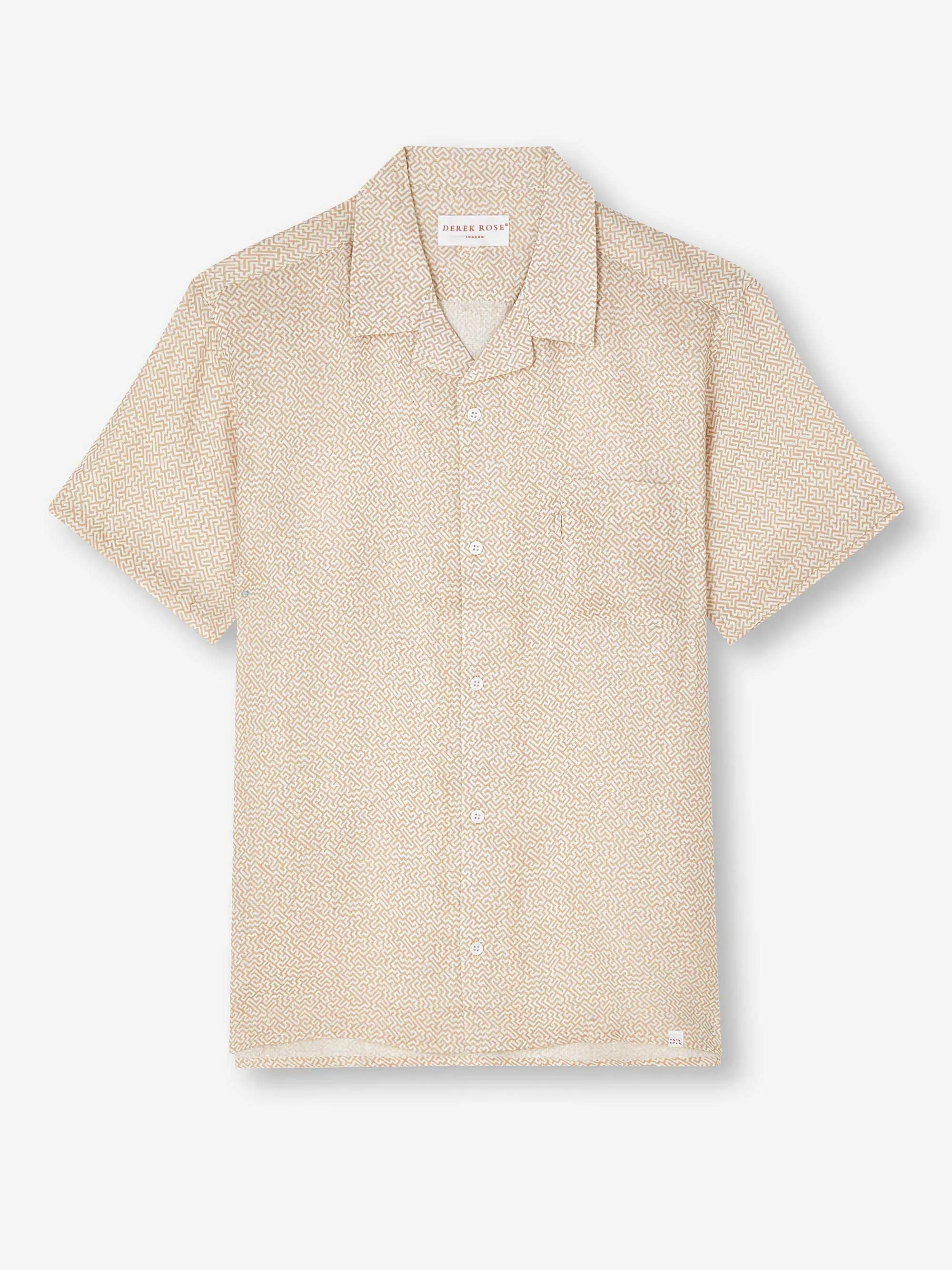 Men's Short Sleeve Shirt Milan 24 Linen Sand sold by Derek Rose product image thumbnail 2