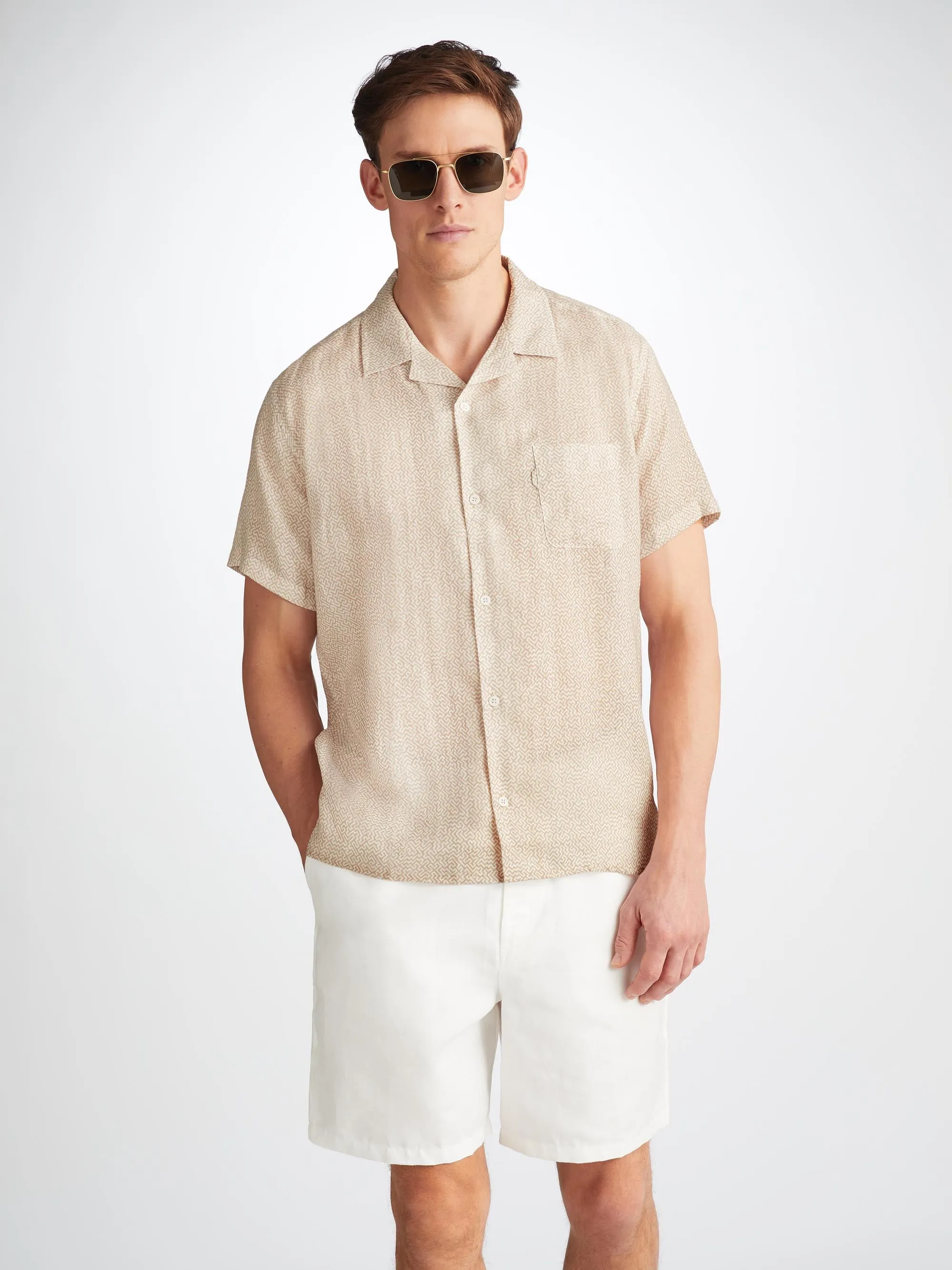 Men's Short Sleeve Shirt Milan 24 Linen Sand sold by Derek Rose product image thumbnail 4