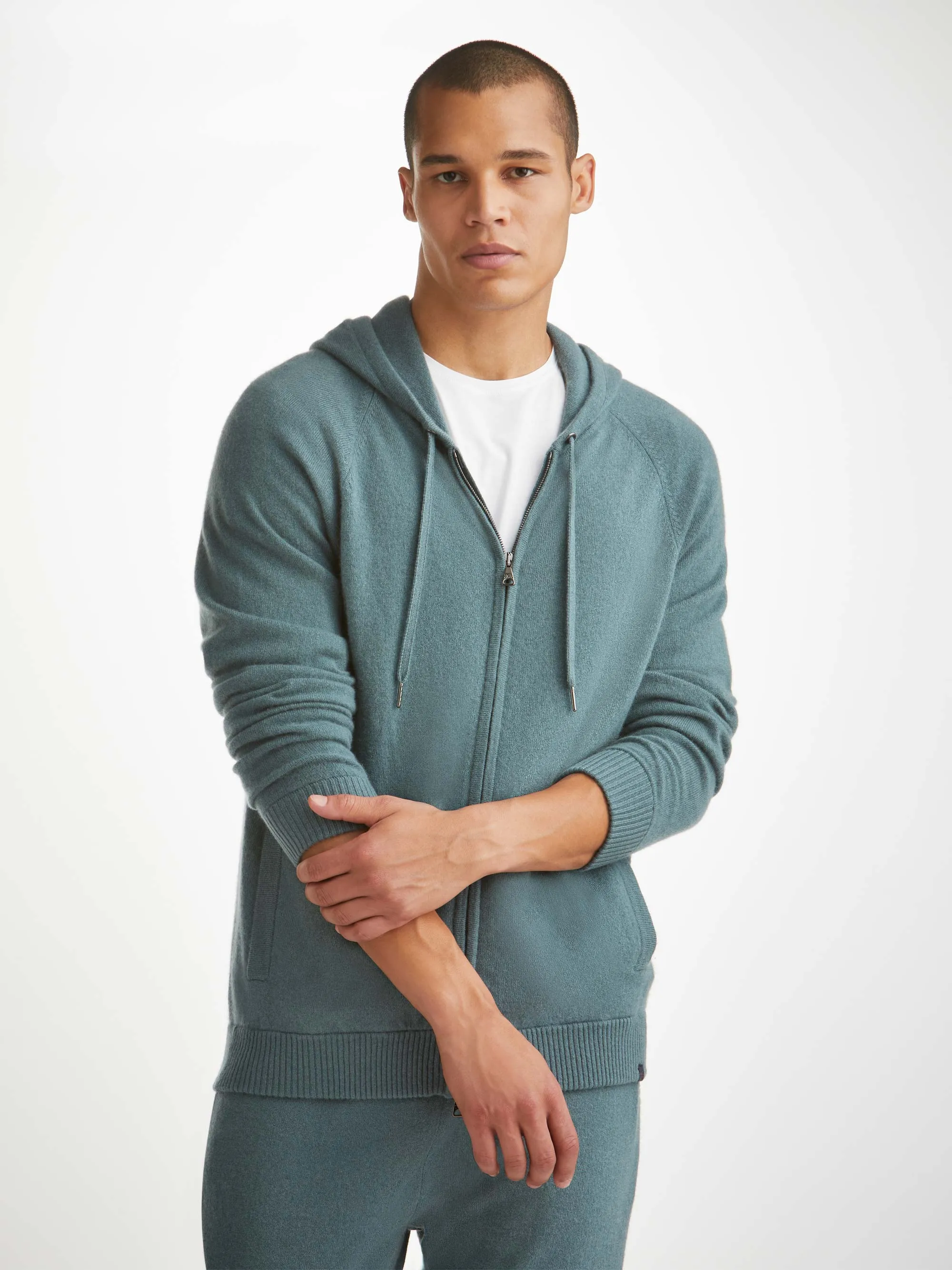 Men's Hoodie Finley Cashmere Teal sold by Derek Rose