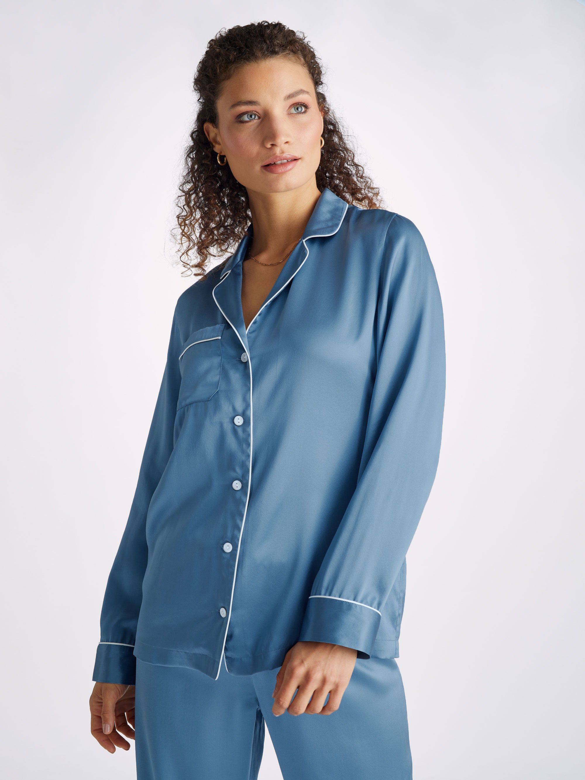 Women's Pyjamas Bailey Silk Satin Soft Denim sold by Derek Rose